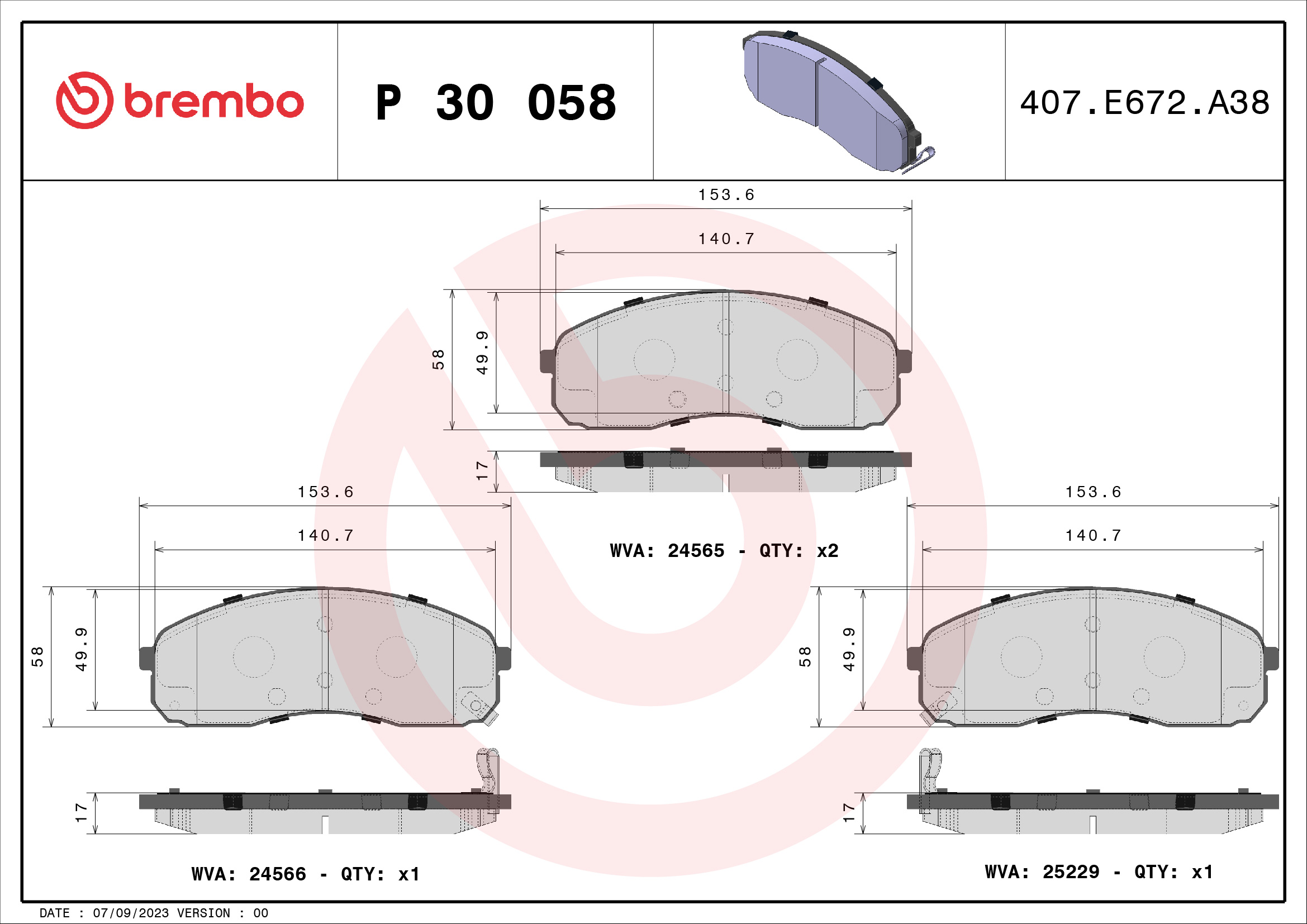 BREMBO P 30 058 Sada...