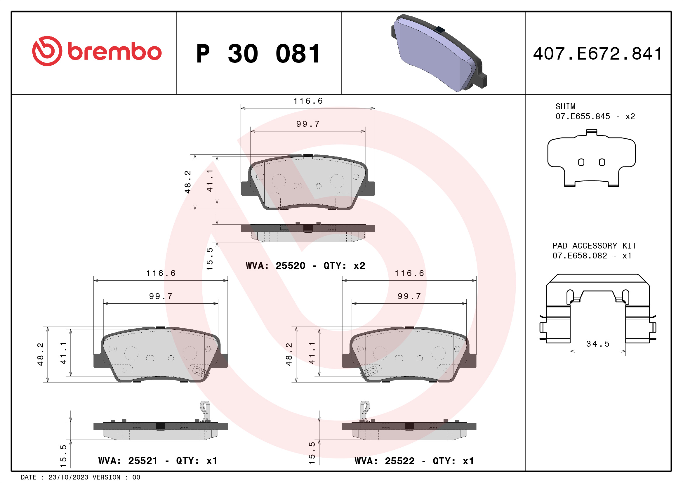 BREMBO P 30 081 Sada...