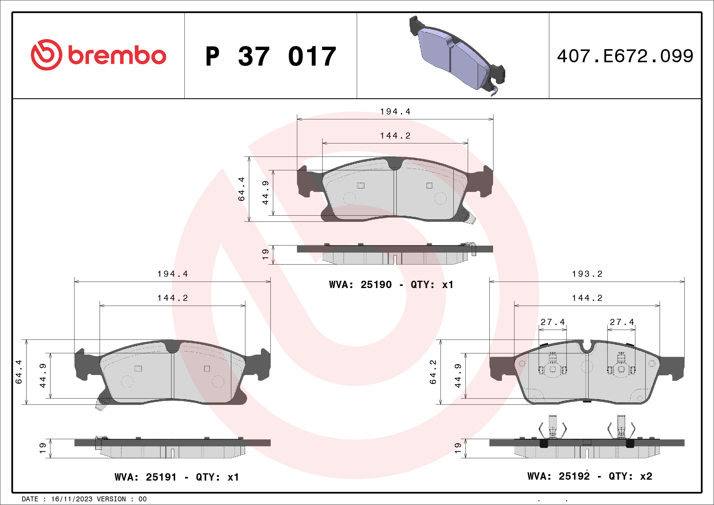 BREMBO P 37 017 Kit...