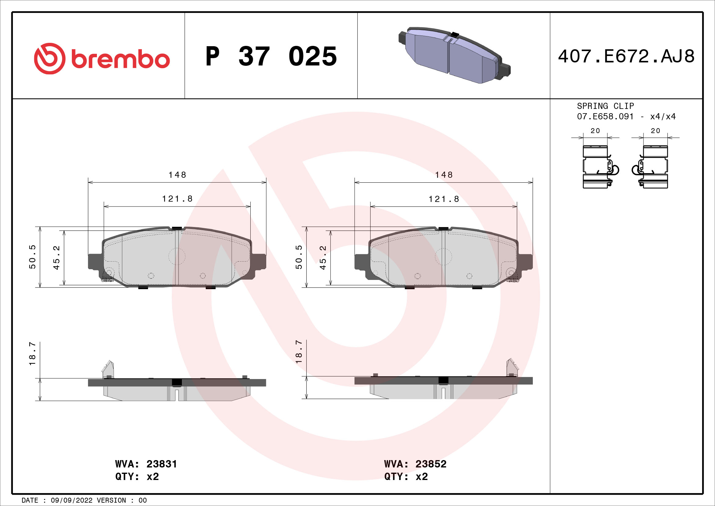 BREMBO P 37 025 Sada...