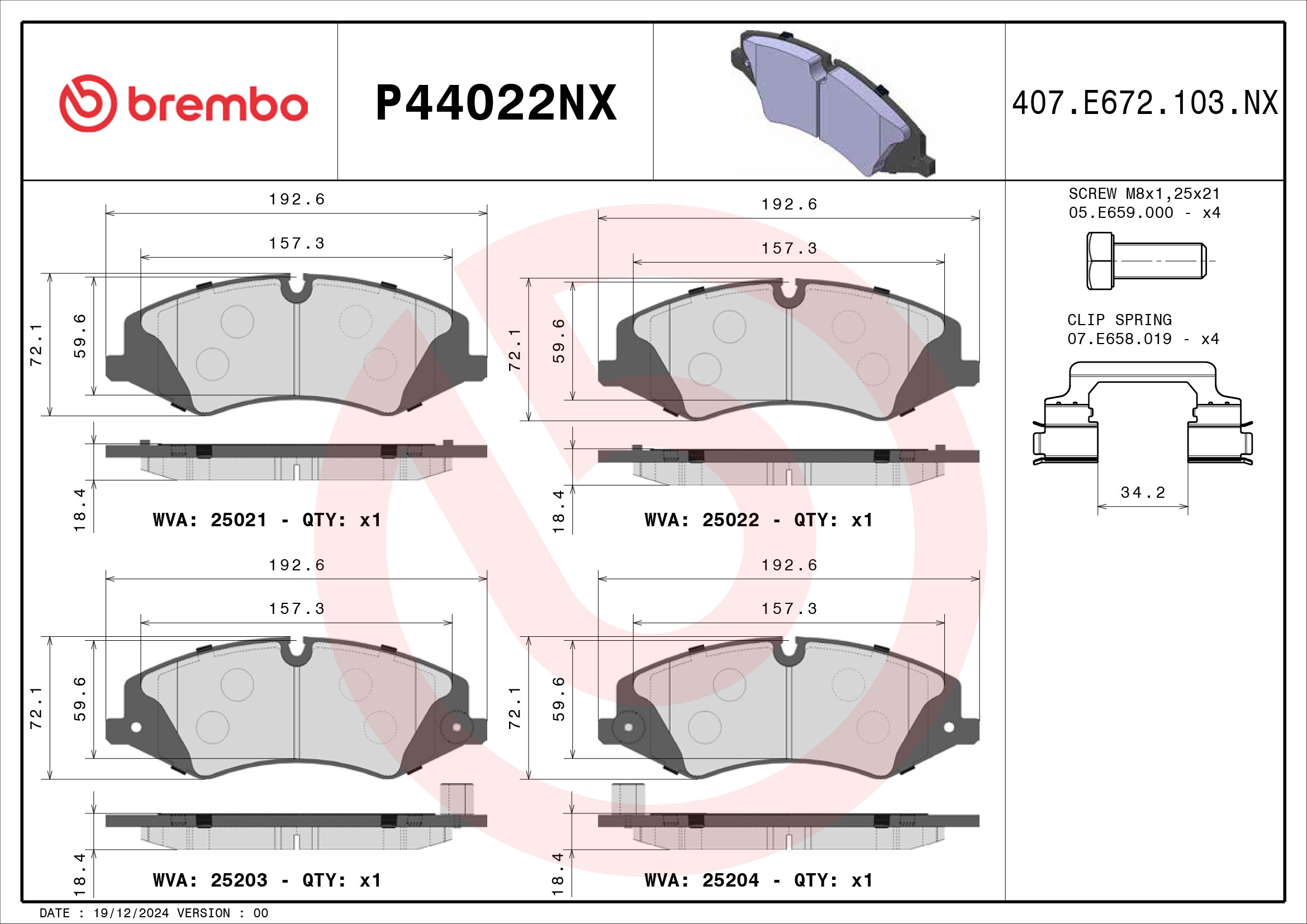 BREMBO P44022NX Brake Pad...