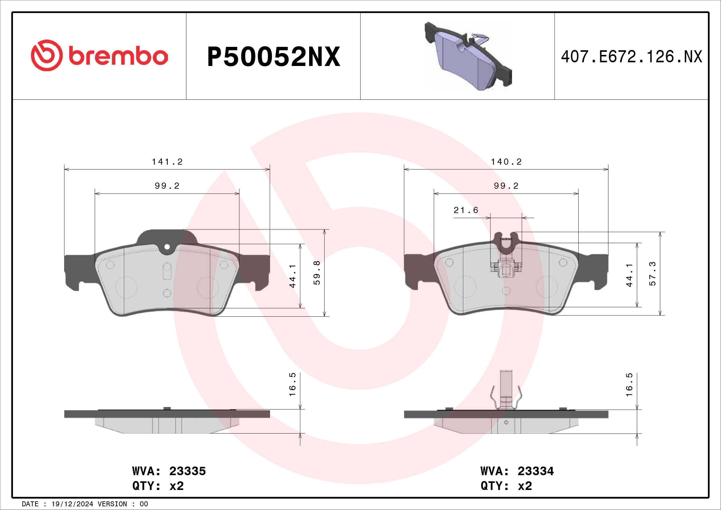 BREMBO P50052NX Kit...