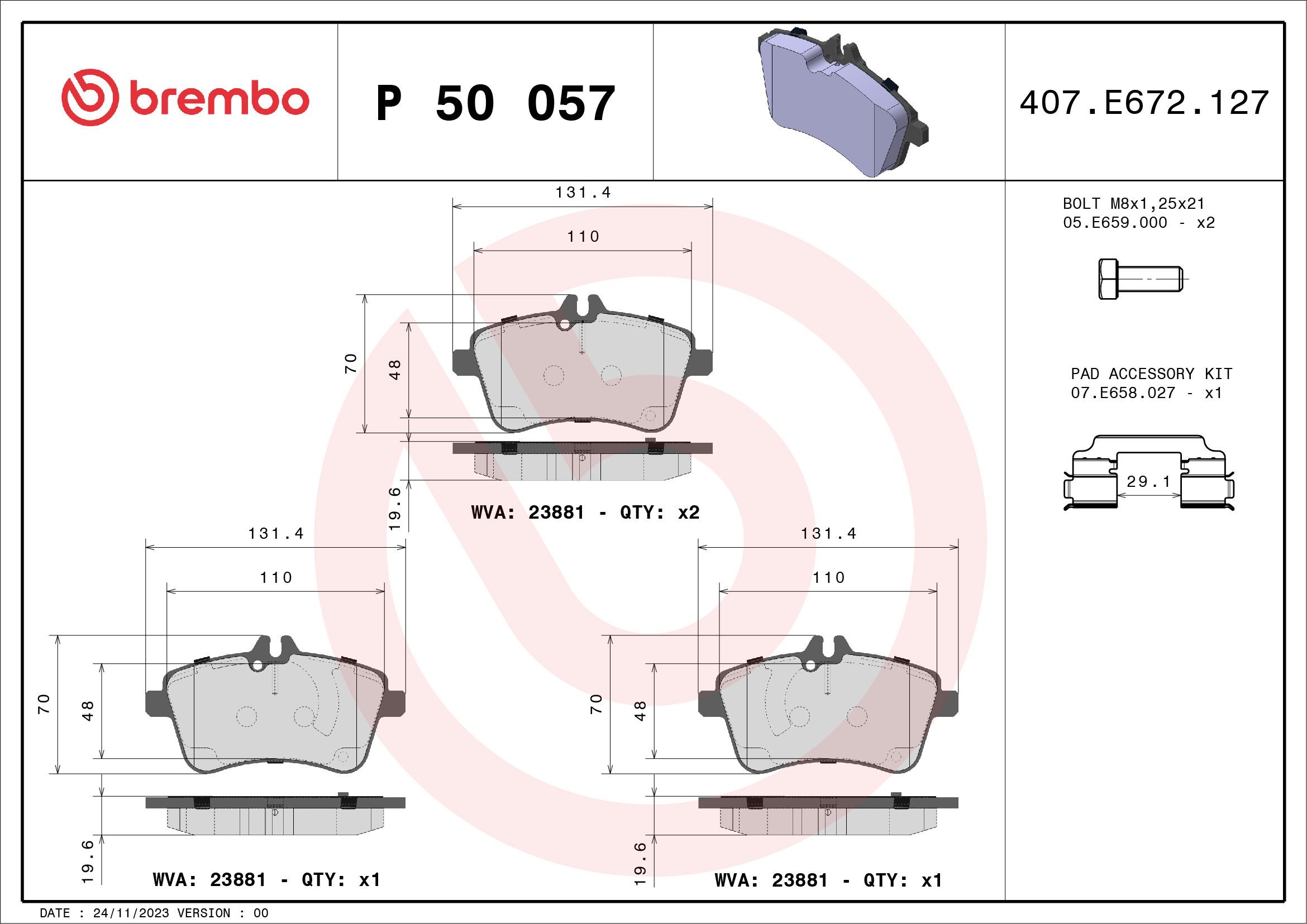 BREMBO P 50 057 Sada...