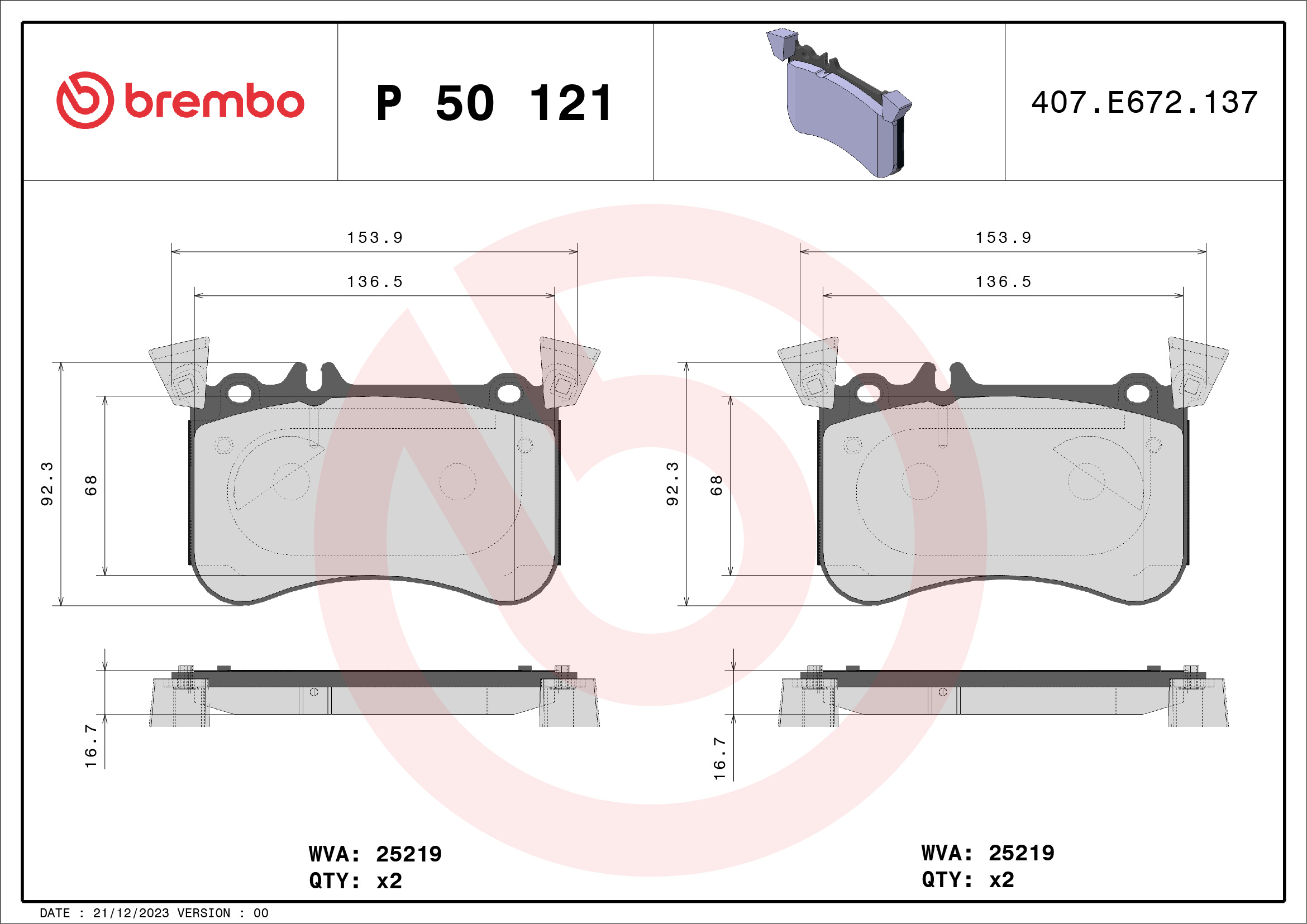 BREMBO P 50 121 Sada...