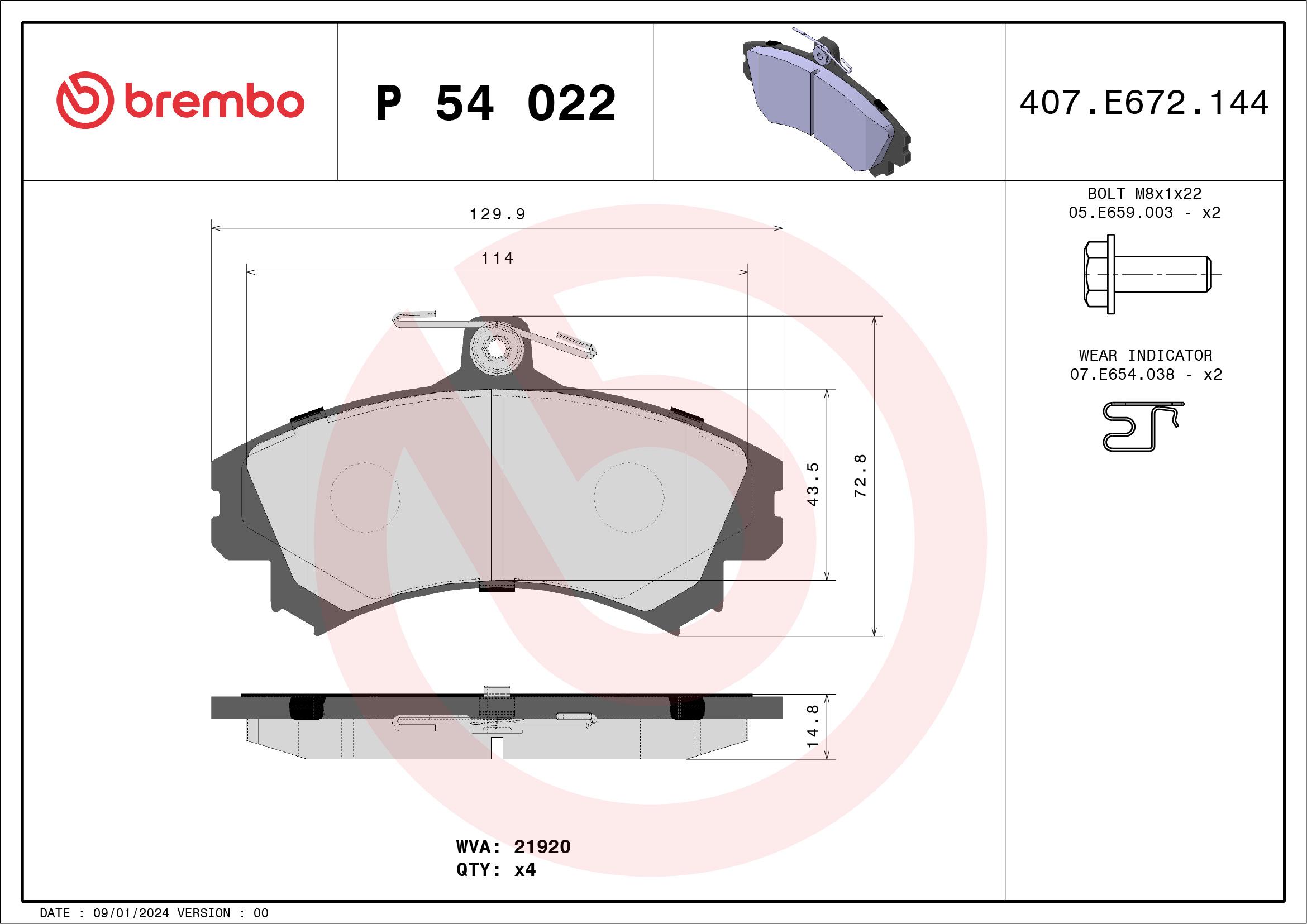 BREMBO P 54 022 Sada...