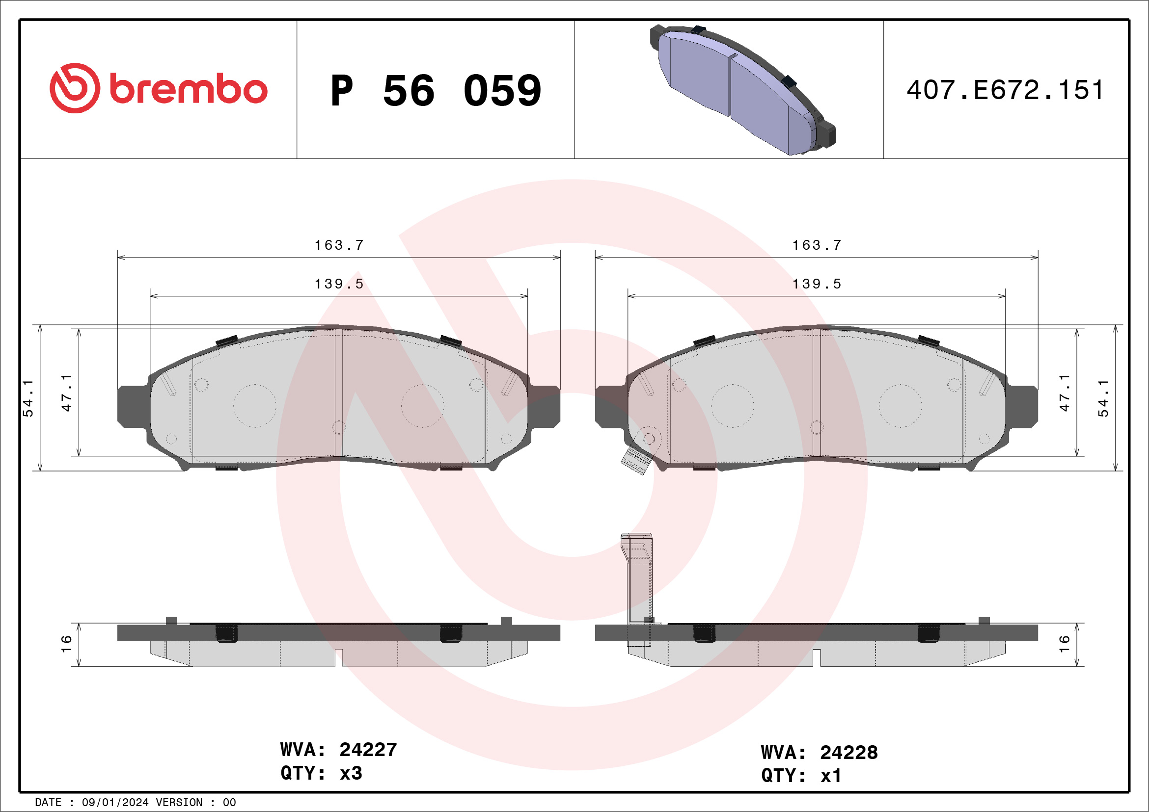 BREMBO P 56 059 Sada...