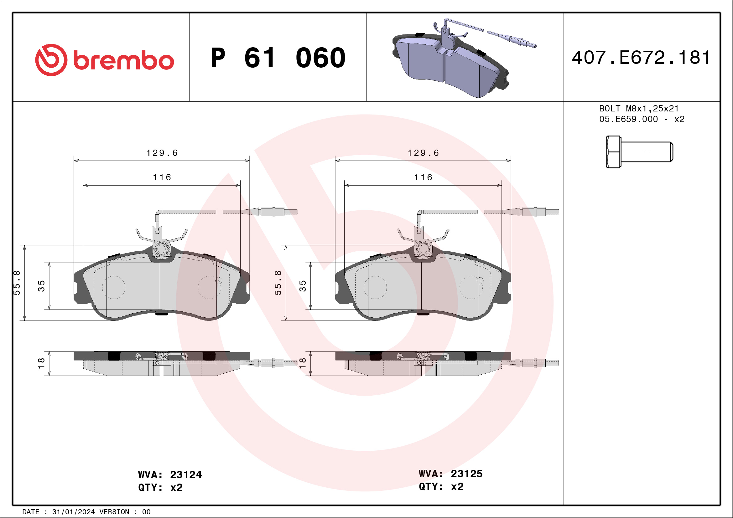 BREMBO P 61 060 Sada...