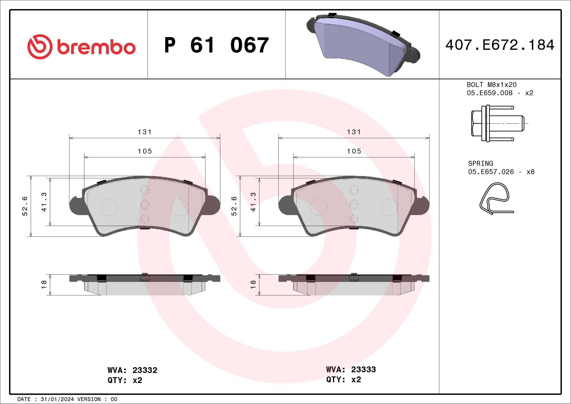 BREMBO P 61 067 Kit...
