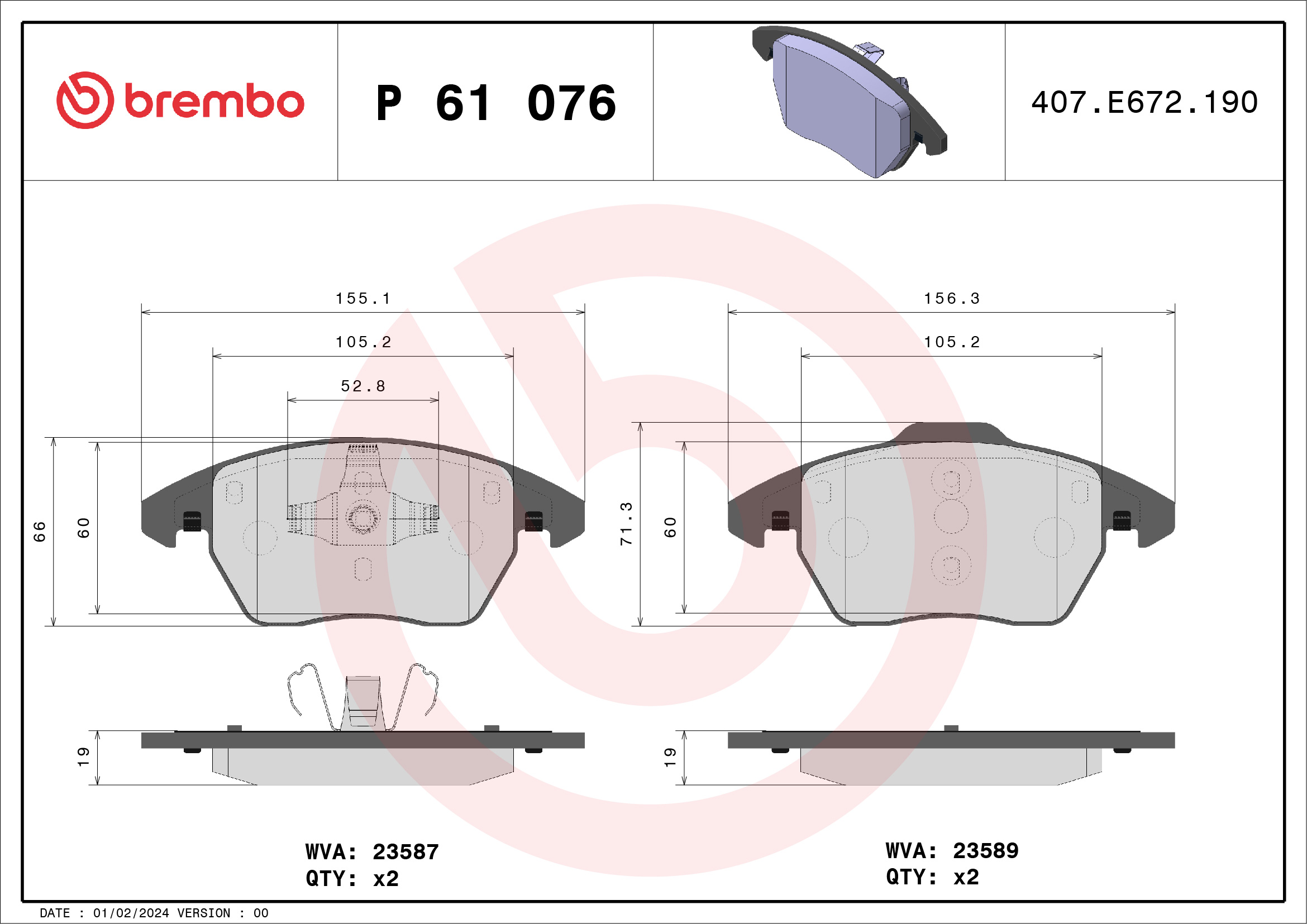 BREMBO P 61 076X Kit...