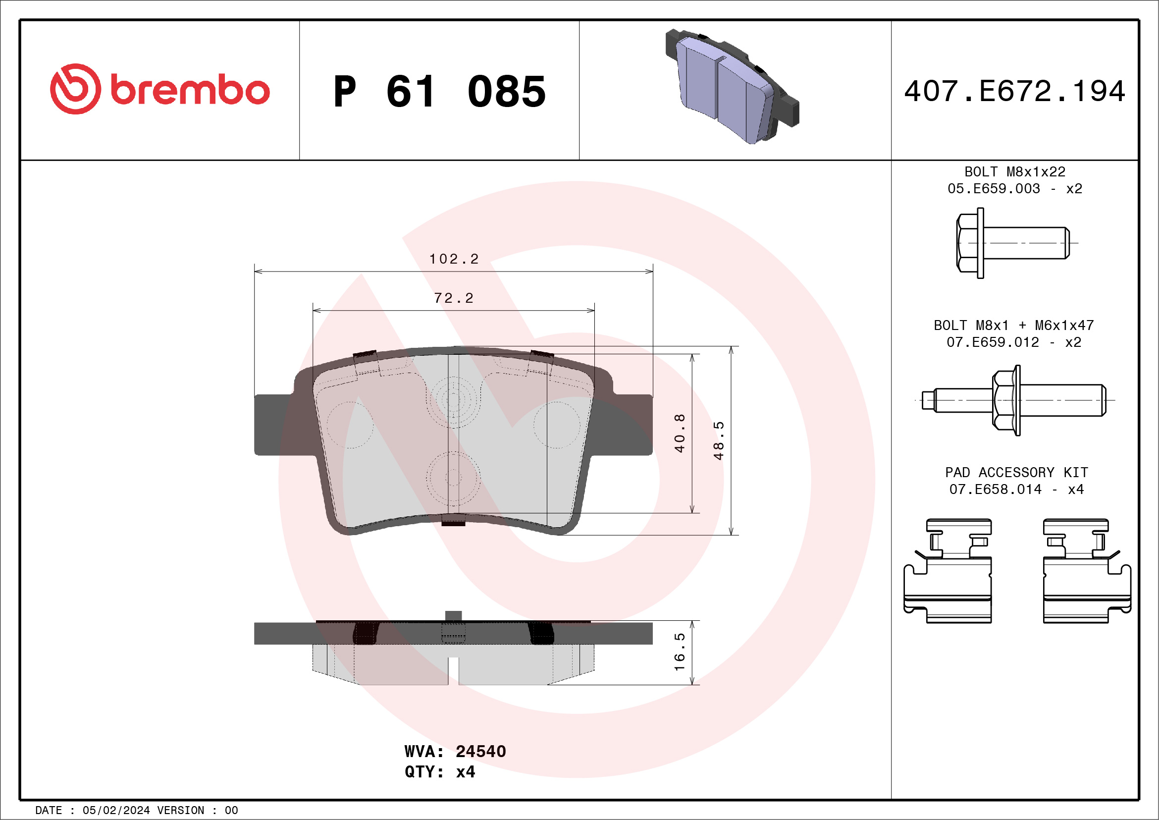 BREMBO P 61 085 PRIME LINE...