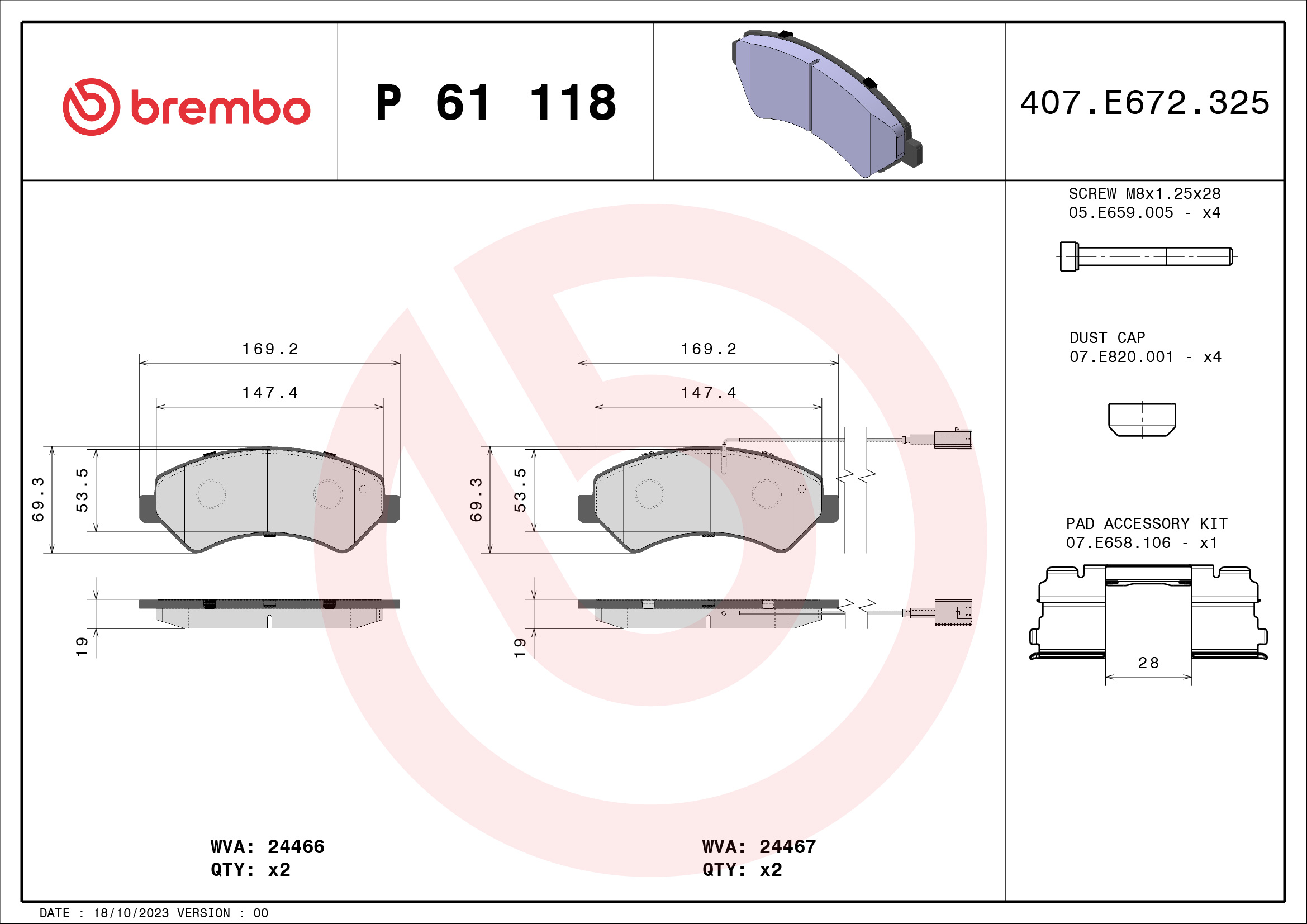 BREMBO P 61 118 Kit...