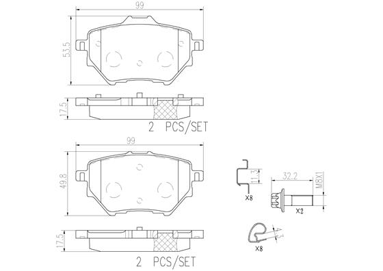 BREMBO P61122N PRIME LINE - Ceramic Bremsbelagsatz, Scheibenbremse