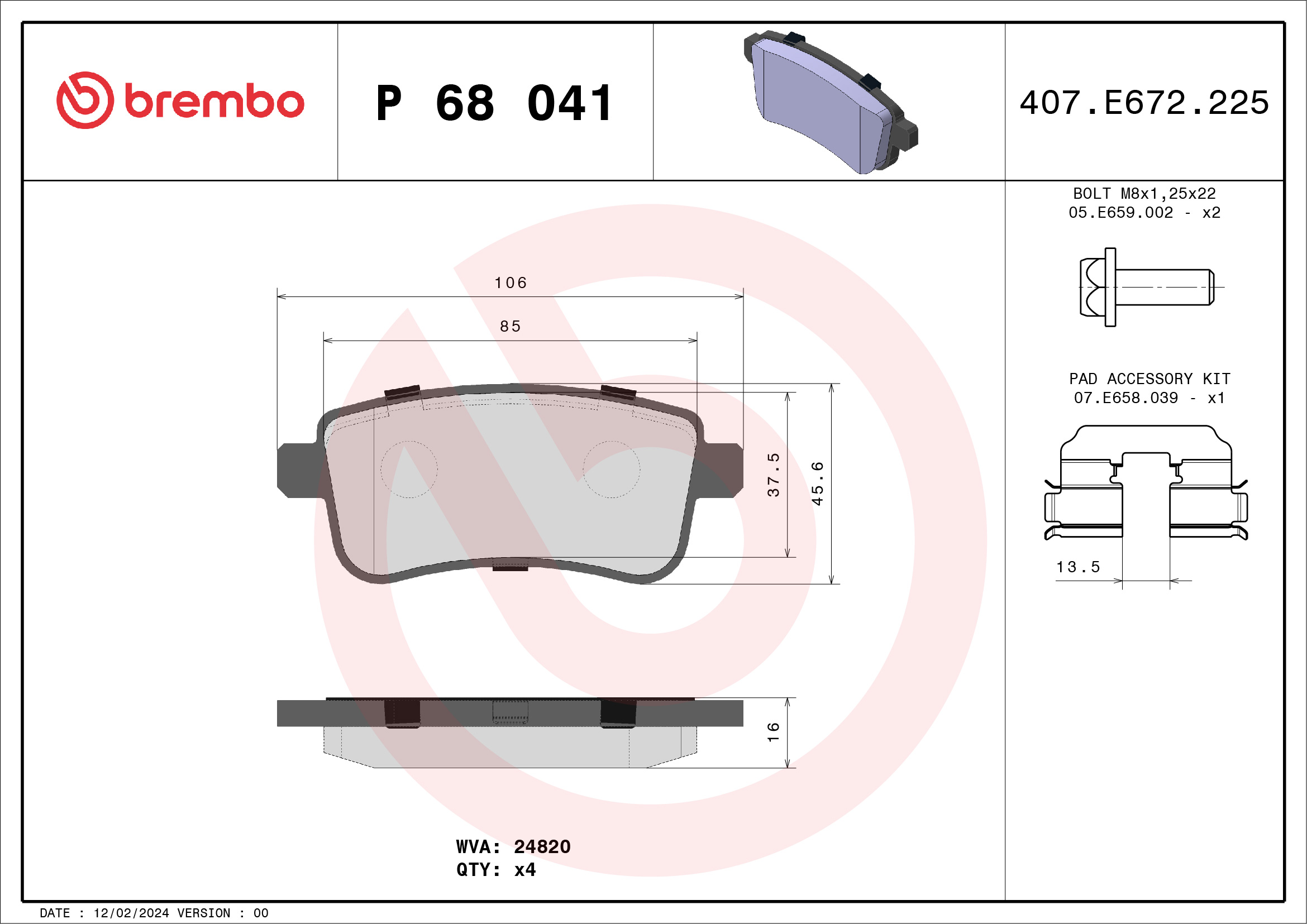 BREMBO P 68 041 Sada...