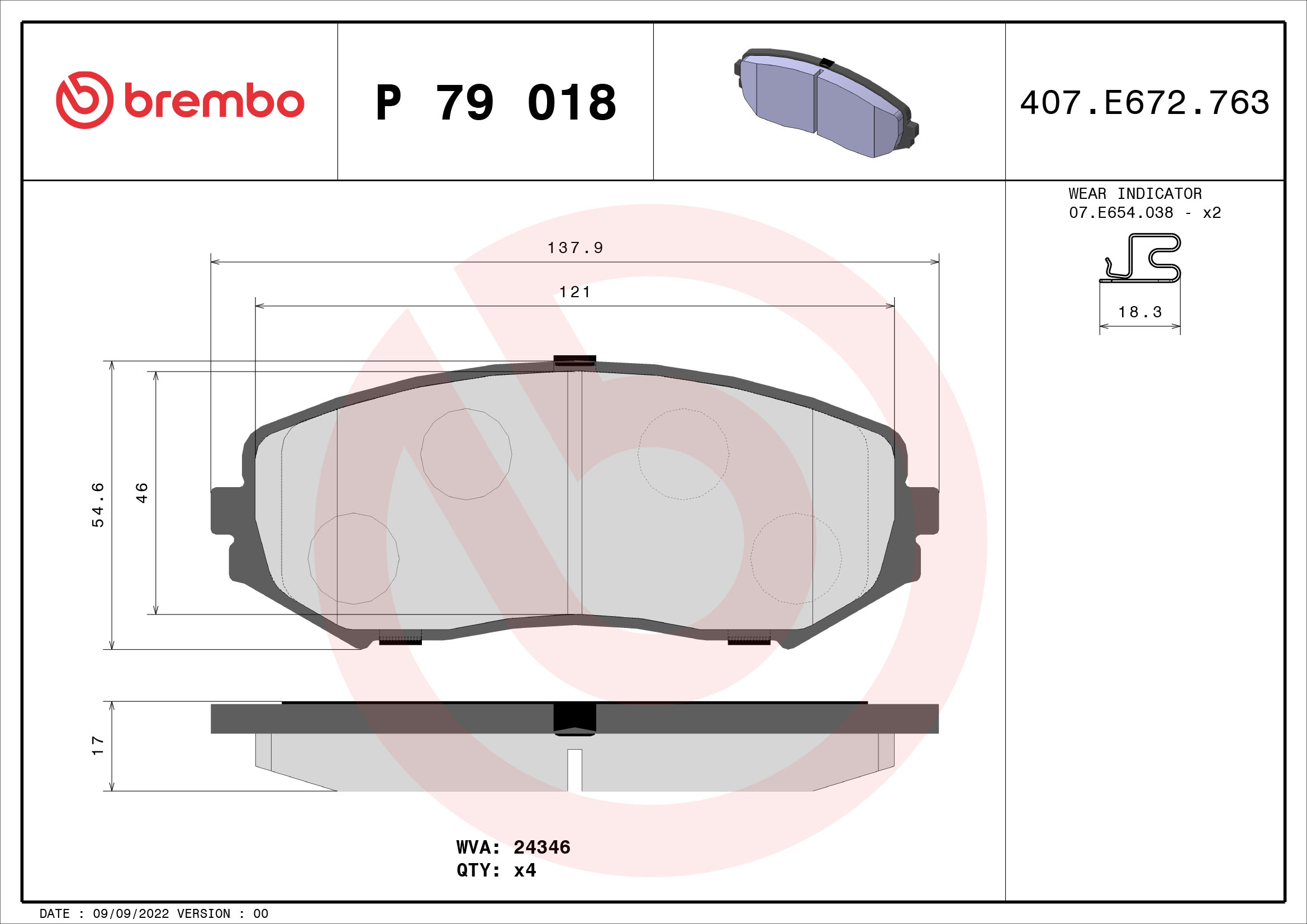 BREMBO P 79 018 Sada...