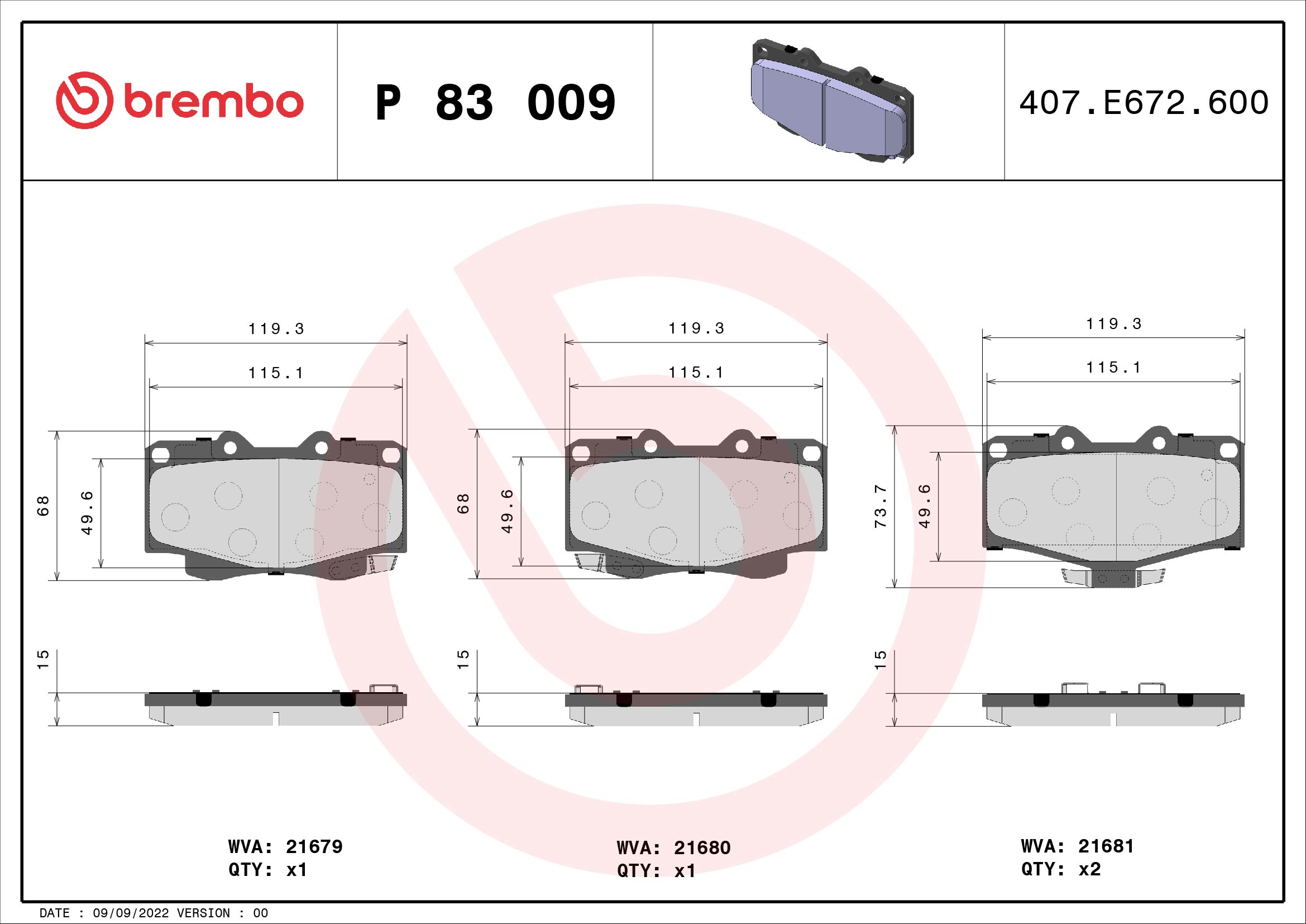 BREMBO P 83 009 Kit...