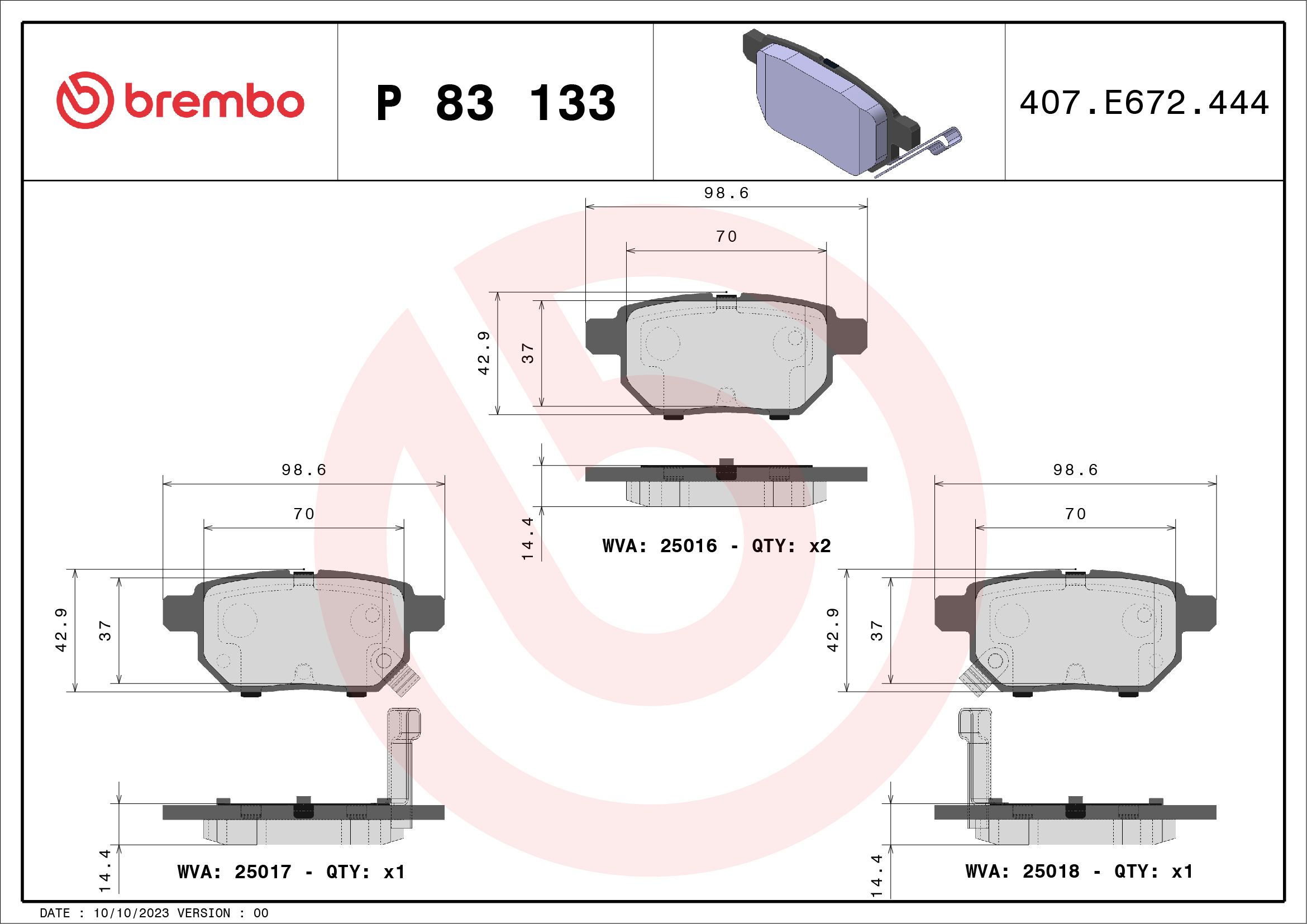 BREMBO P 83 133 Sada...