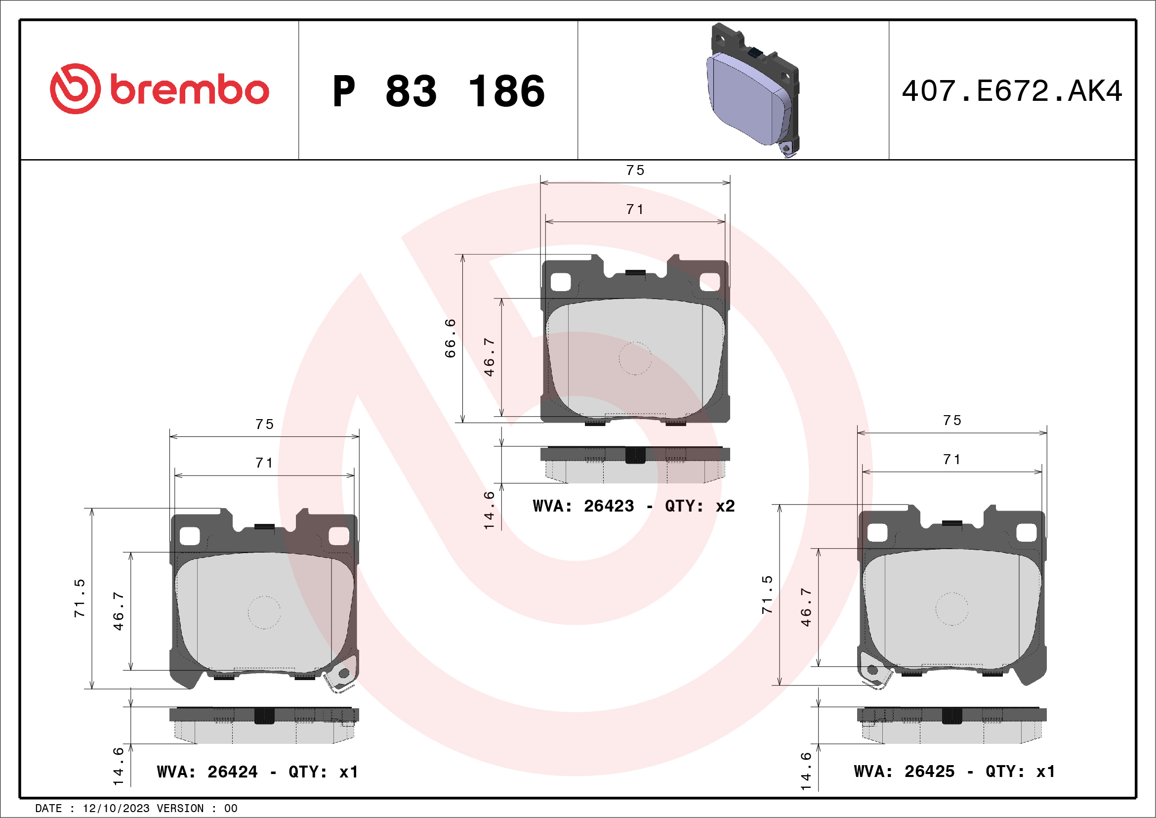 BREMBO P 83 186 Sada...