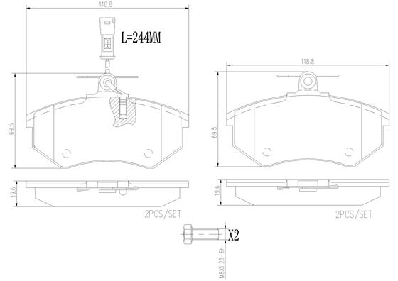 BREMBO P85016N PRIME LINE - Ceramic Bremsbelagsatz, Scheibenbremse