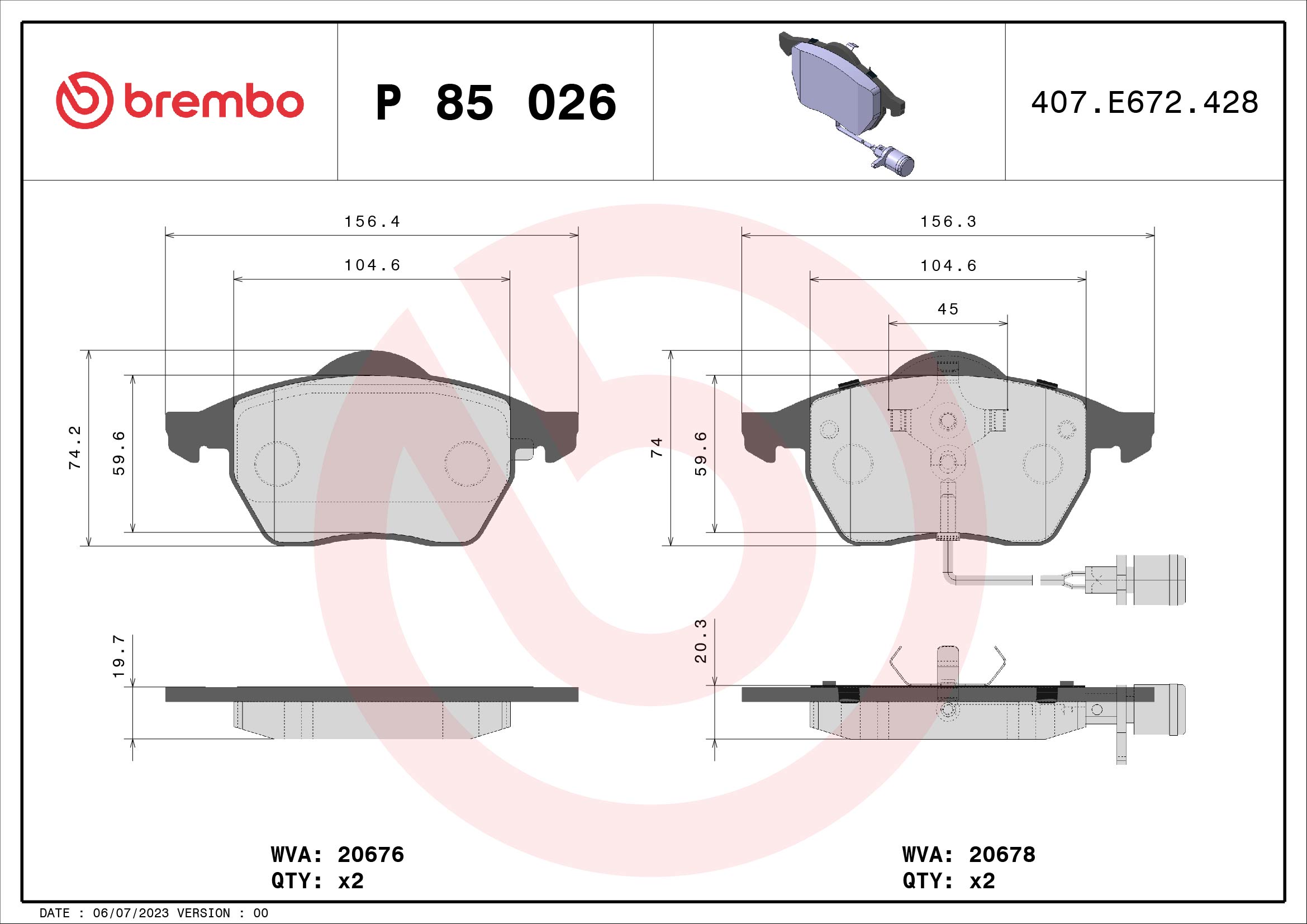 BREMBO P 85 026 Sada...