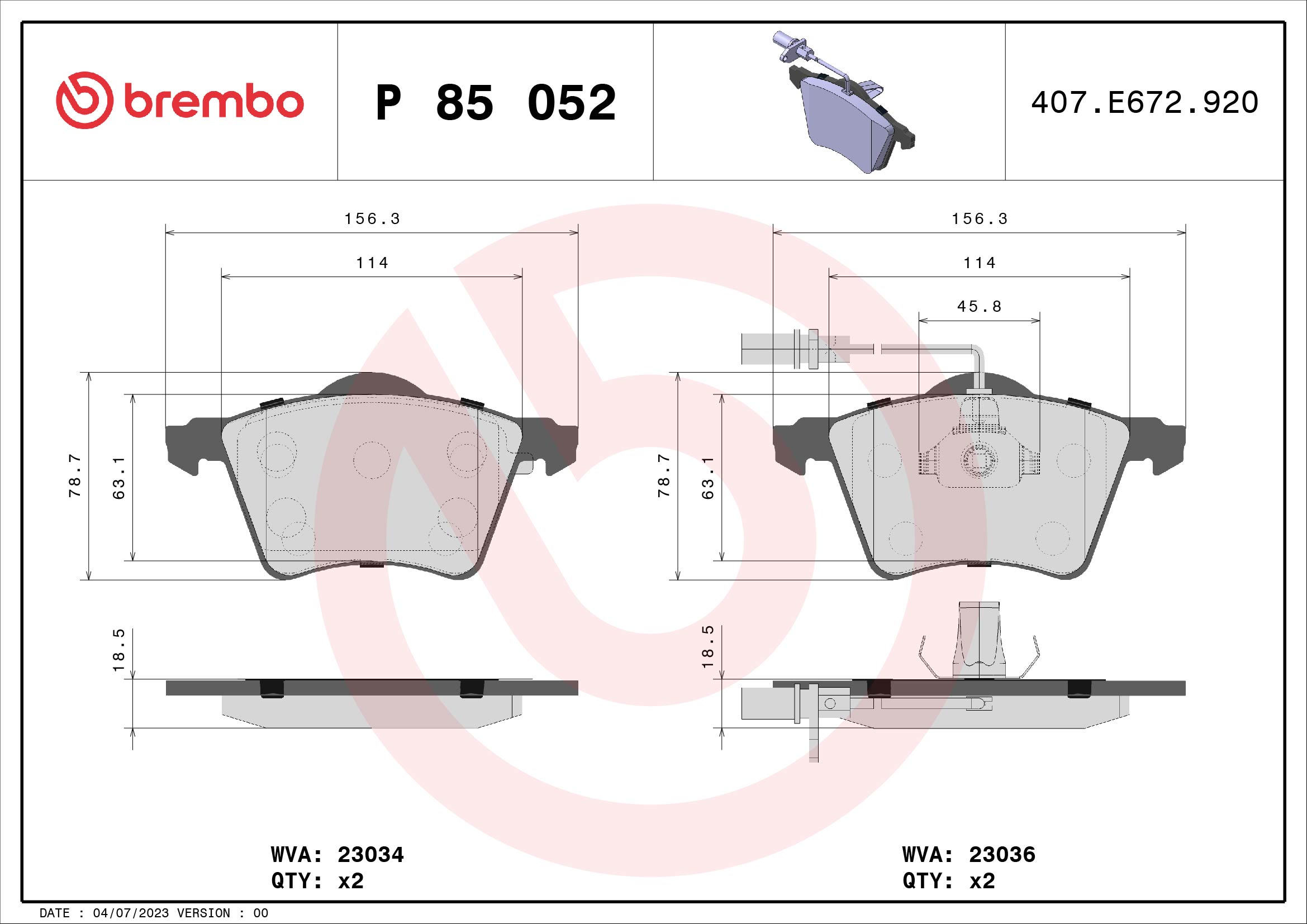 BREMBO P 85 052 Sada...