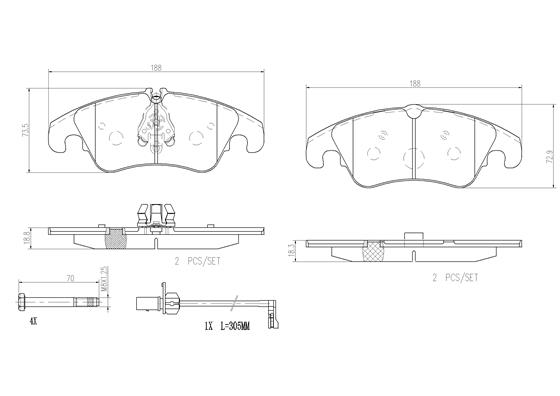 BREMBO P85098N PRIME LINE - Ceramic Bremsbelagsatz, Scheibenbremse