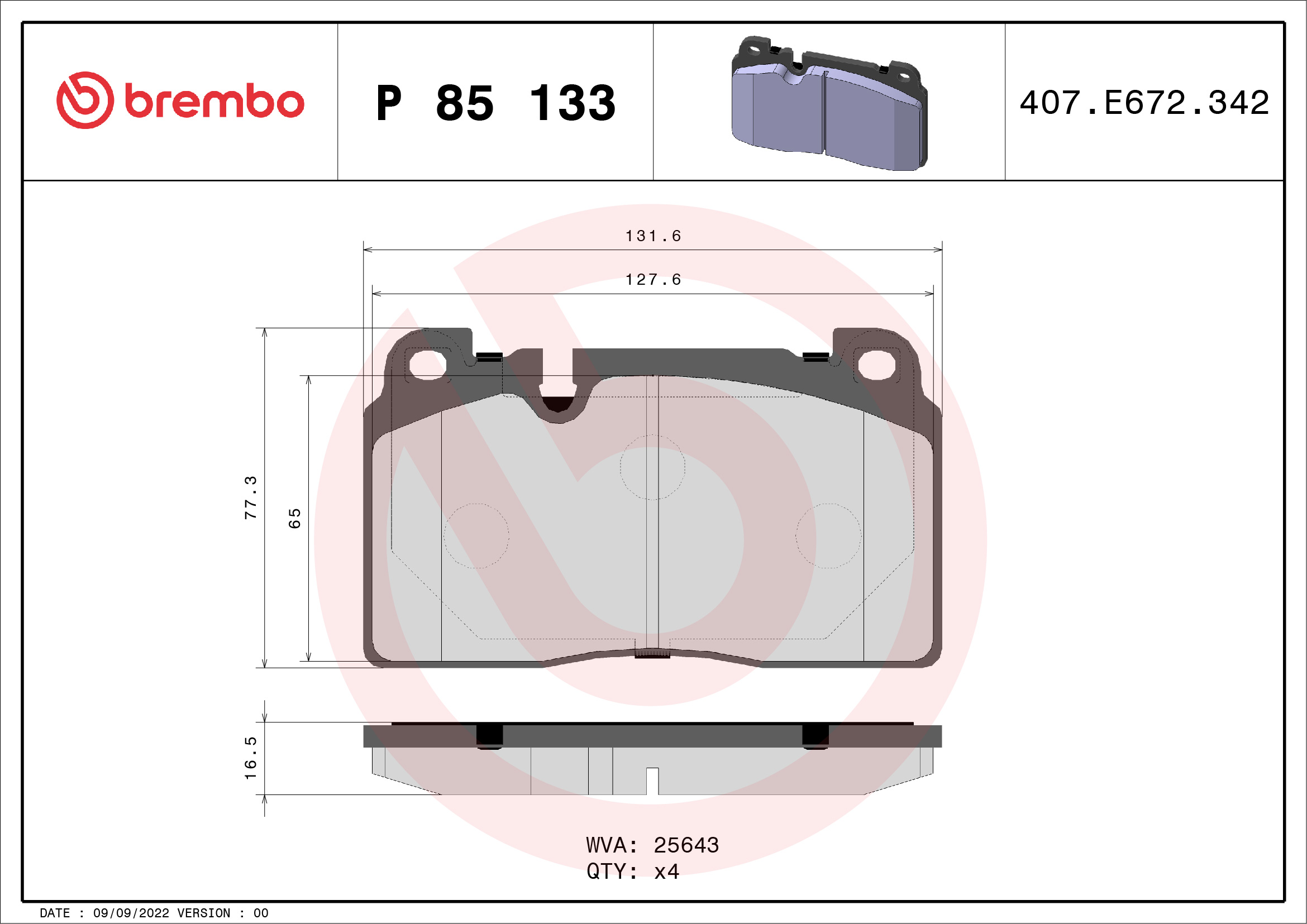 BREMBO P 85 133 Sada...