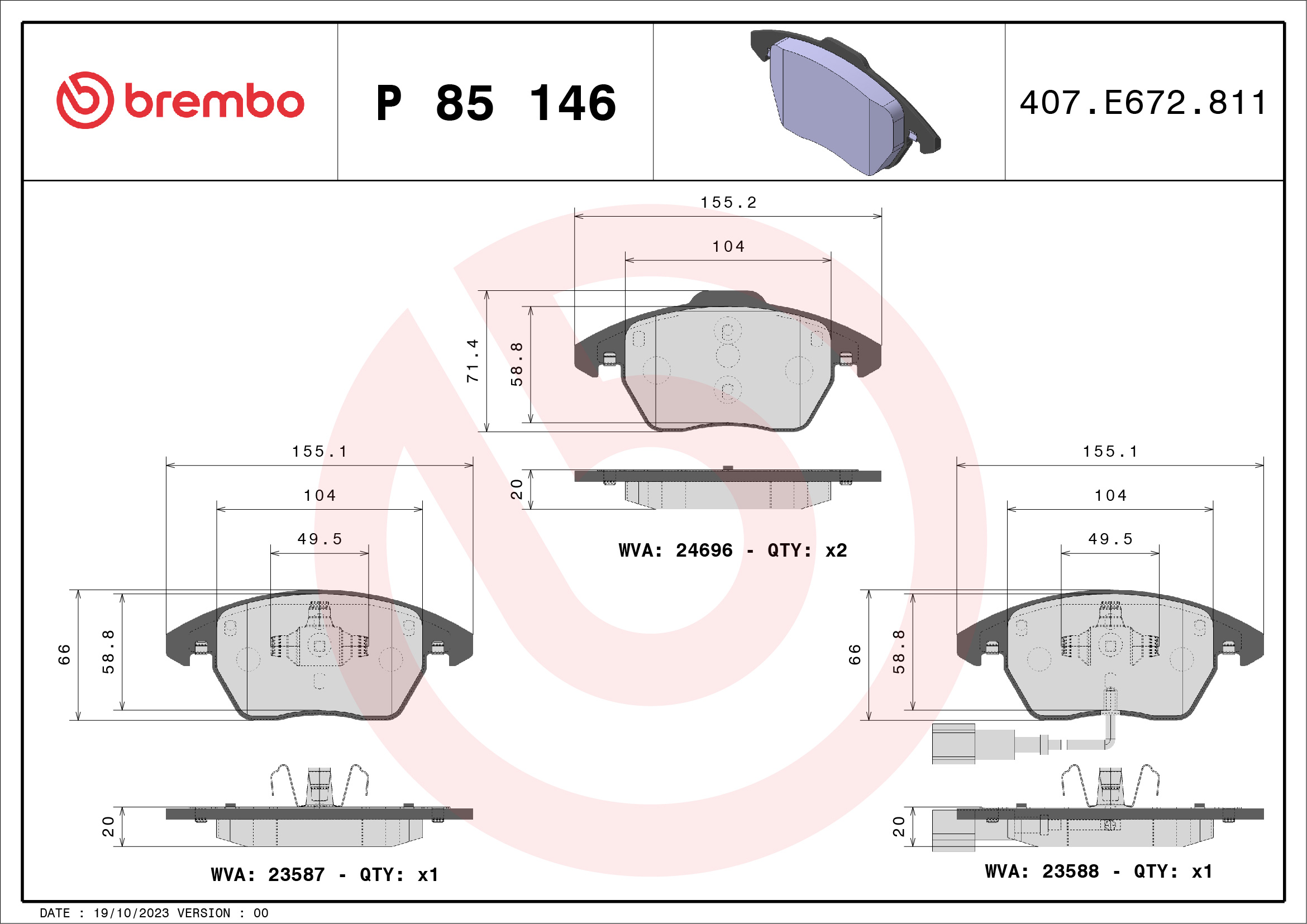 BREMBO P 85 146X Kit...