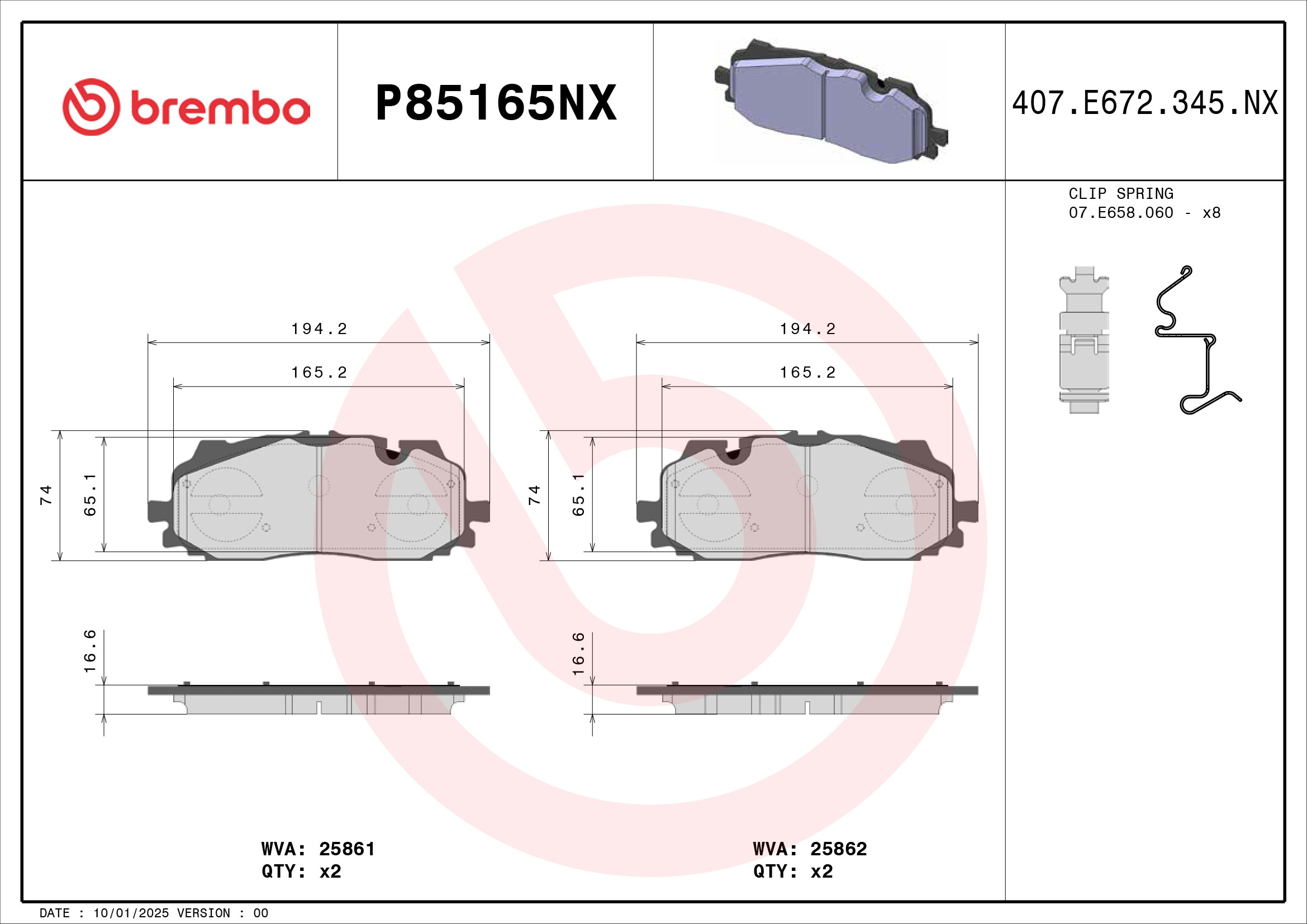 BREMBO P85165NX Kit...