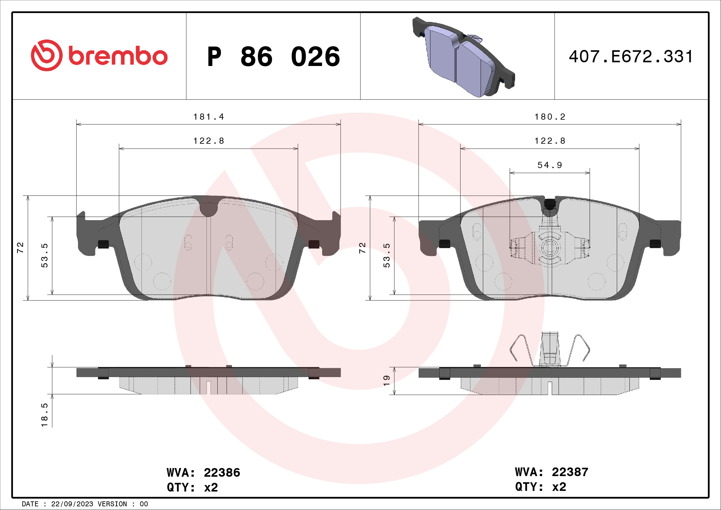 BREMBO P 86 026 Sada...