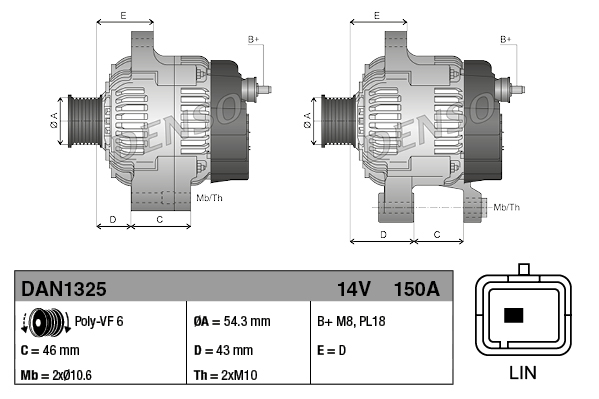 DENSO DAN1325 Dynamo