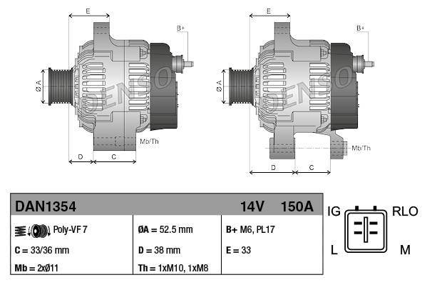 DENSO DAN1354 Alternatore-Alternatore-Ricambi Euro