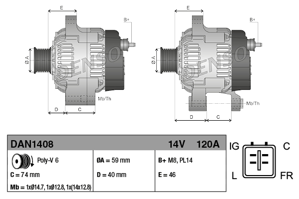 DENSO DAN1408 генератор