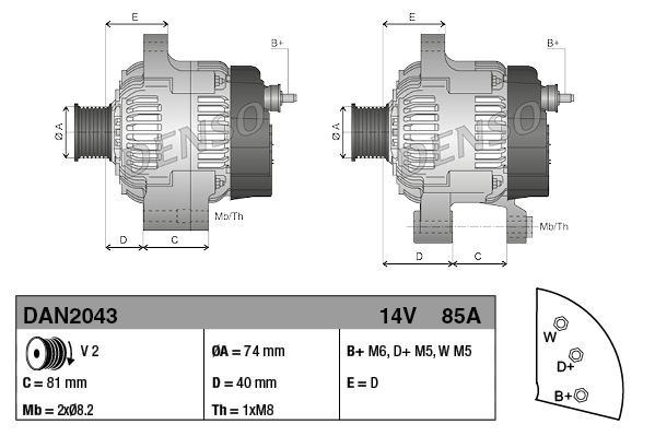 DENSO DAN2043 Alternator