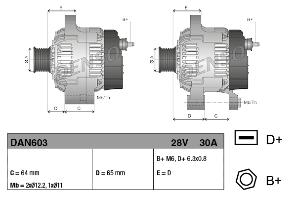 DENSO DAN603 Alternatore-Alternatore-Ricambi Euro