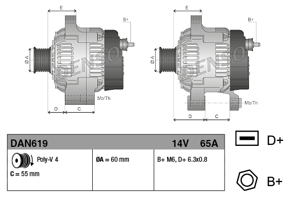 DENSO DAN619 Alternatore