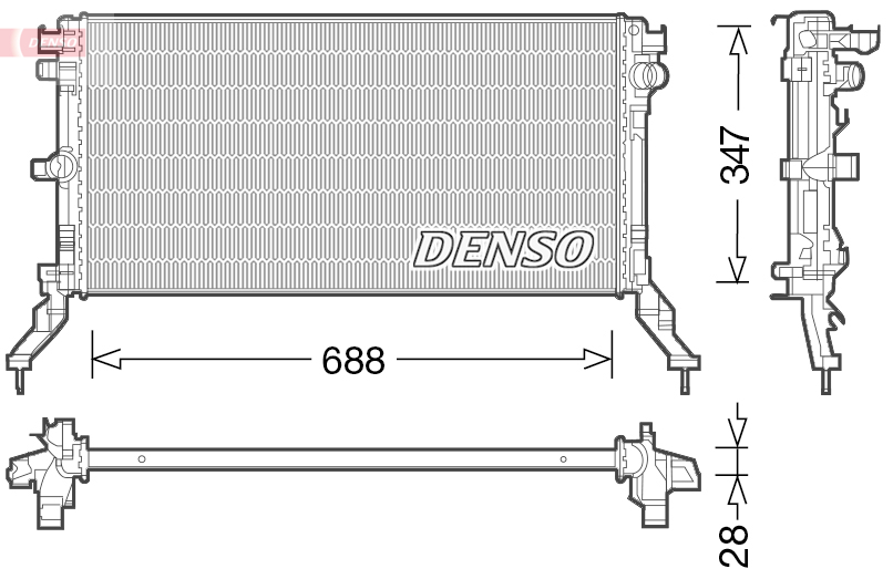 DENSO DRM23039 Radiatore, Raffreddamento motore-Radiatore, Raffreddamento motore-Ricambi Euro