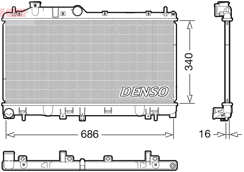 DENSO DRM36025 Radiatore, Raffreddamento motore-Radiatore, Raffreddamento motore-Ricambi Euro