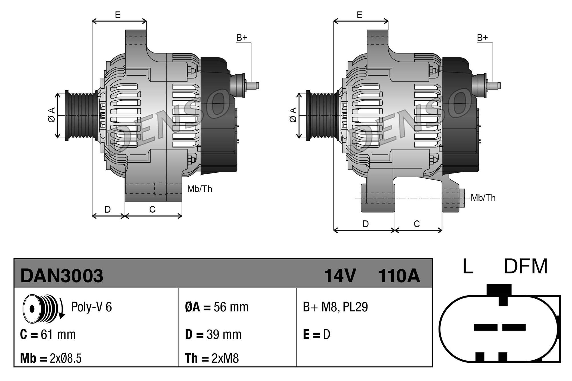 DENSO DAN3003 Alternator...