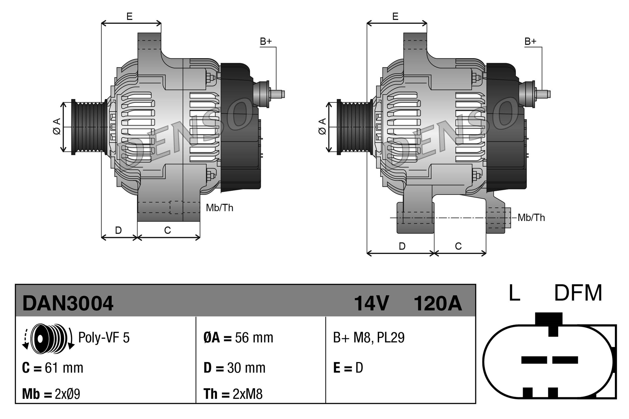 DENSO DAN3004 Alternator...