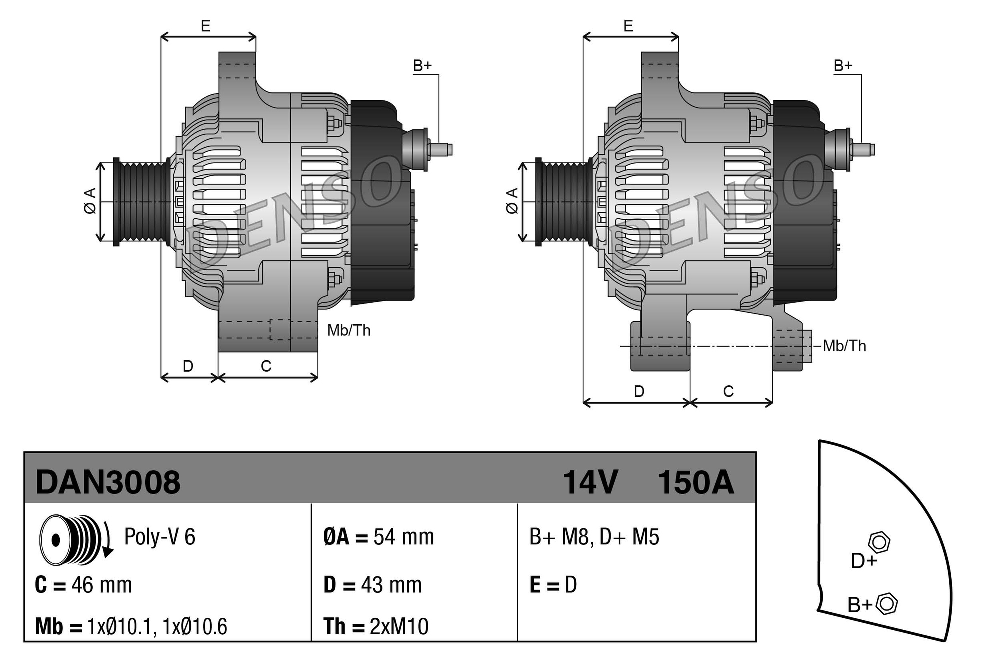 DENSO DAN3008 Alternator...