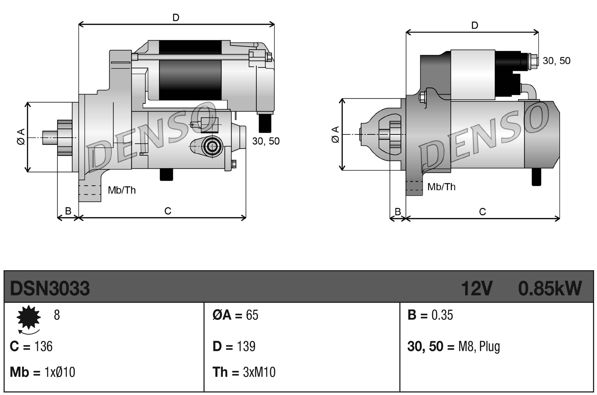 DENSO DSN3033 Μίζα for RENAULT