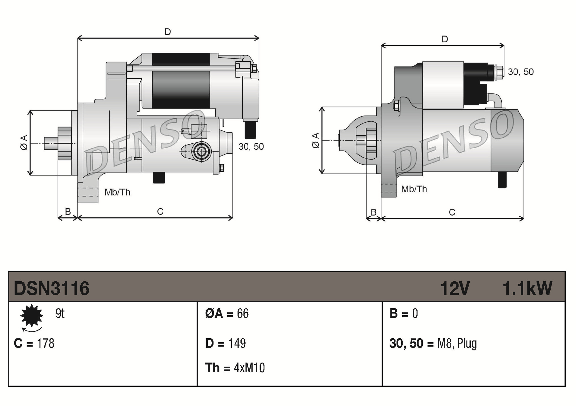 DENSO DSN3116 Μίζα for RENAULT