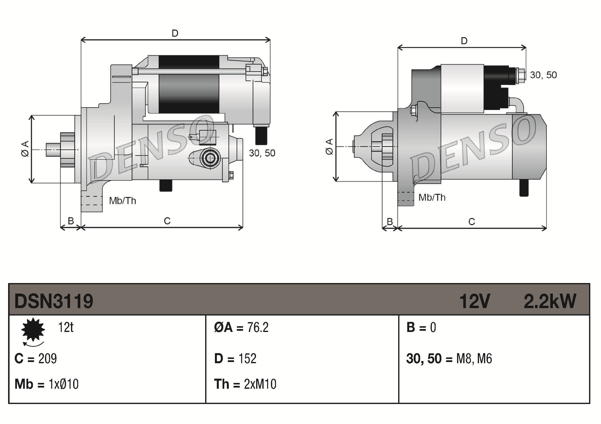 DENSO DSN3119 Μίζα for VOLVO