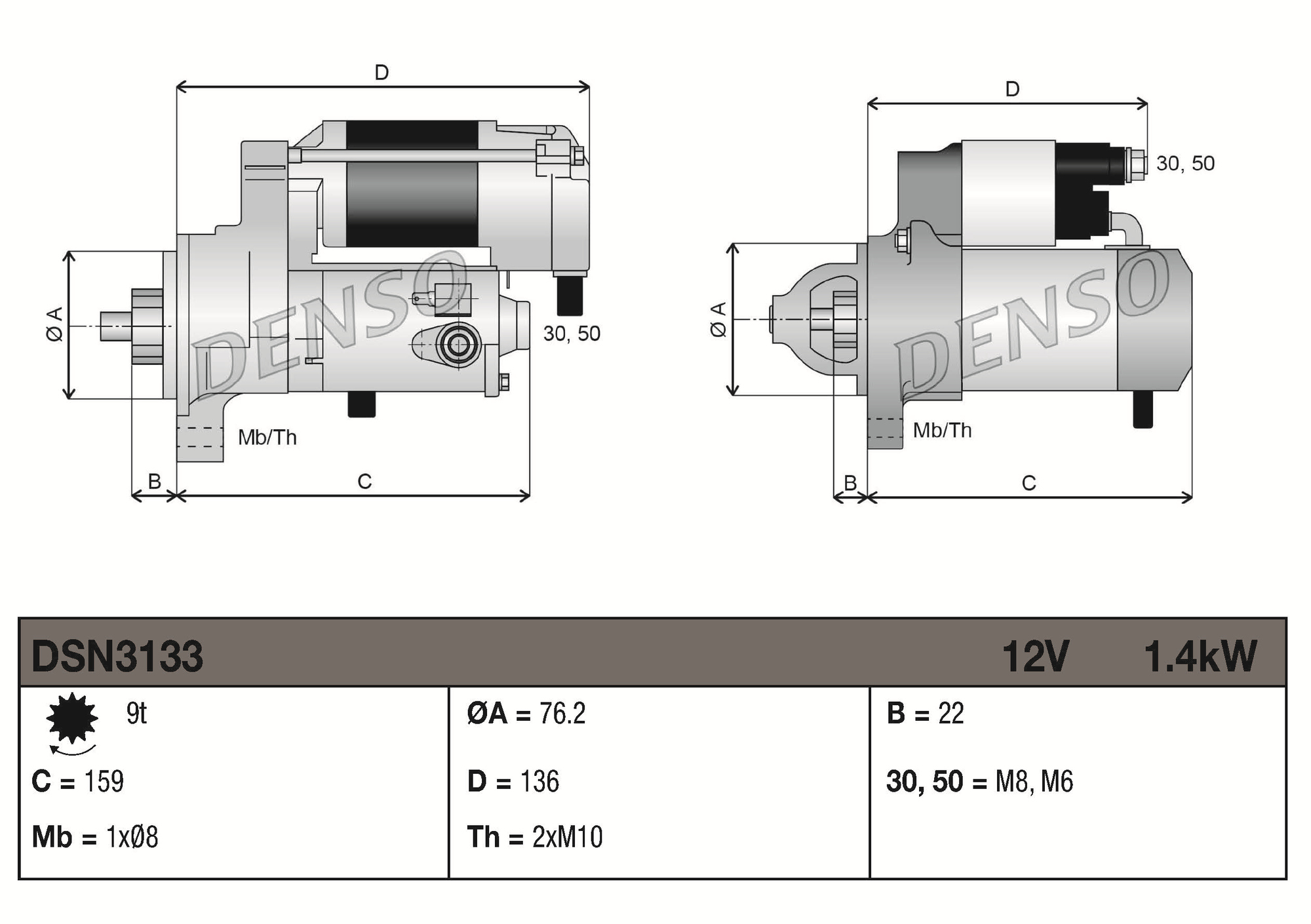 DENSO DSN3133 Starter for BMW