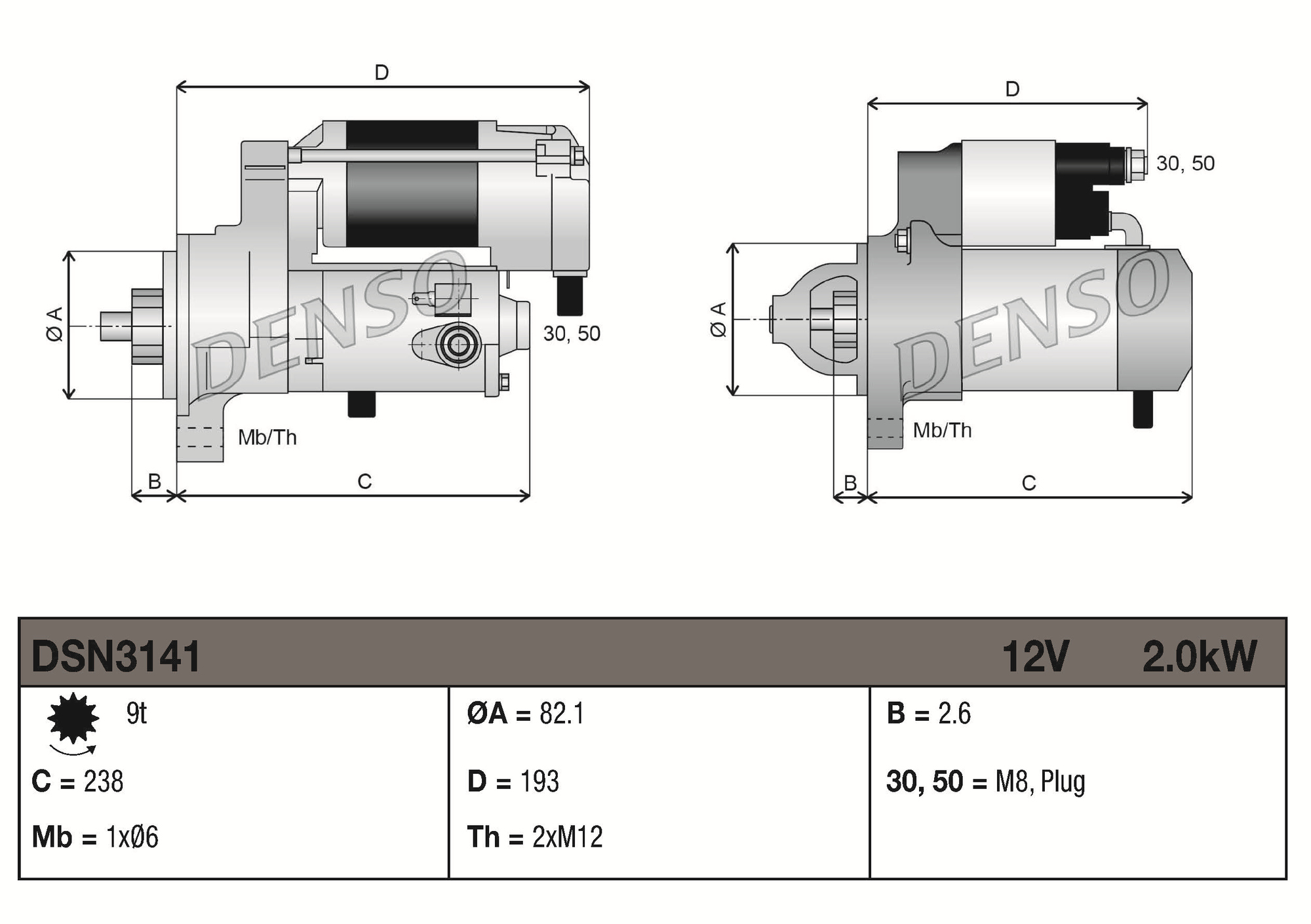 DENSO DSN3141 Starter for AUDI SEAT SKODA