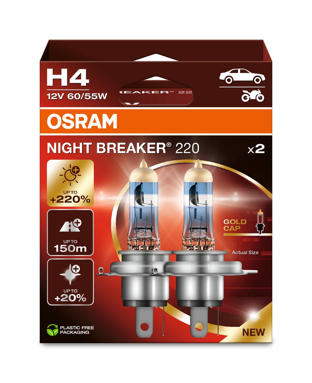 OSRAM 64193NB220-2HB NIGHT BREAKER® 220 Glühlampe, Fernscheinwerfer