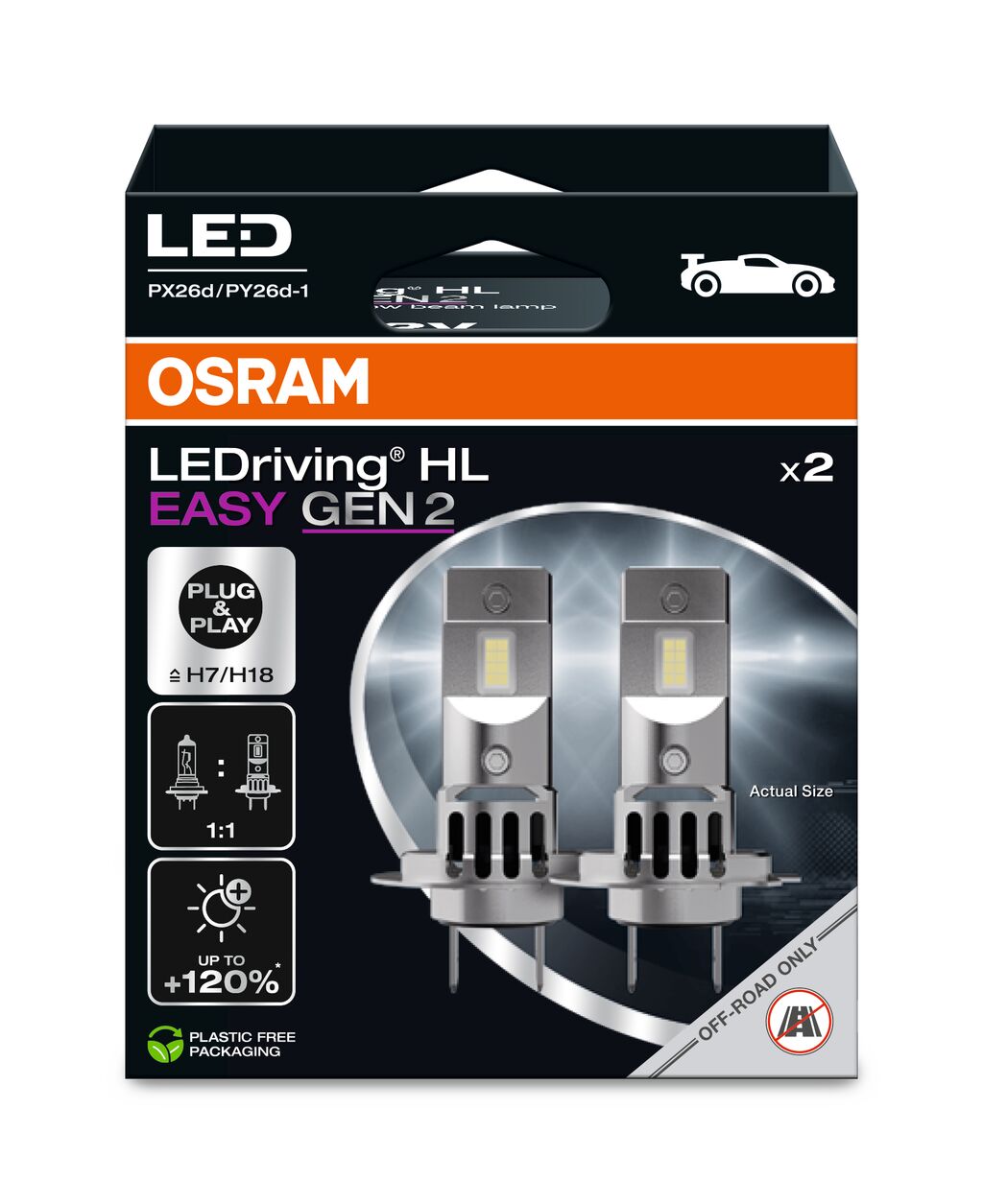 OSRAM 64210DWESY2-2HB LEDriving® HL EASY GEN 2 Glühlampe, Fernscheinwerfer