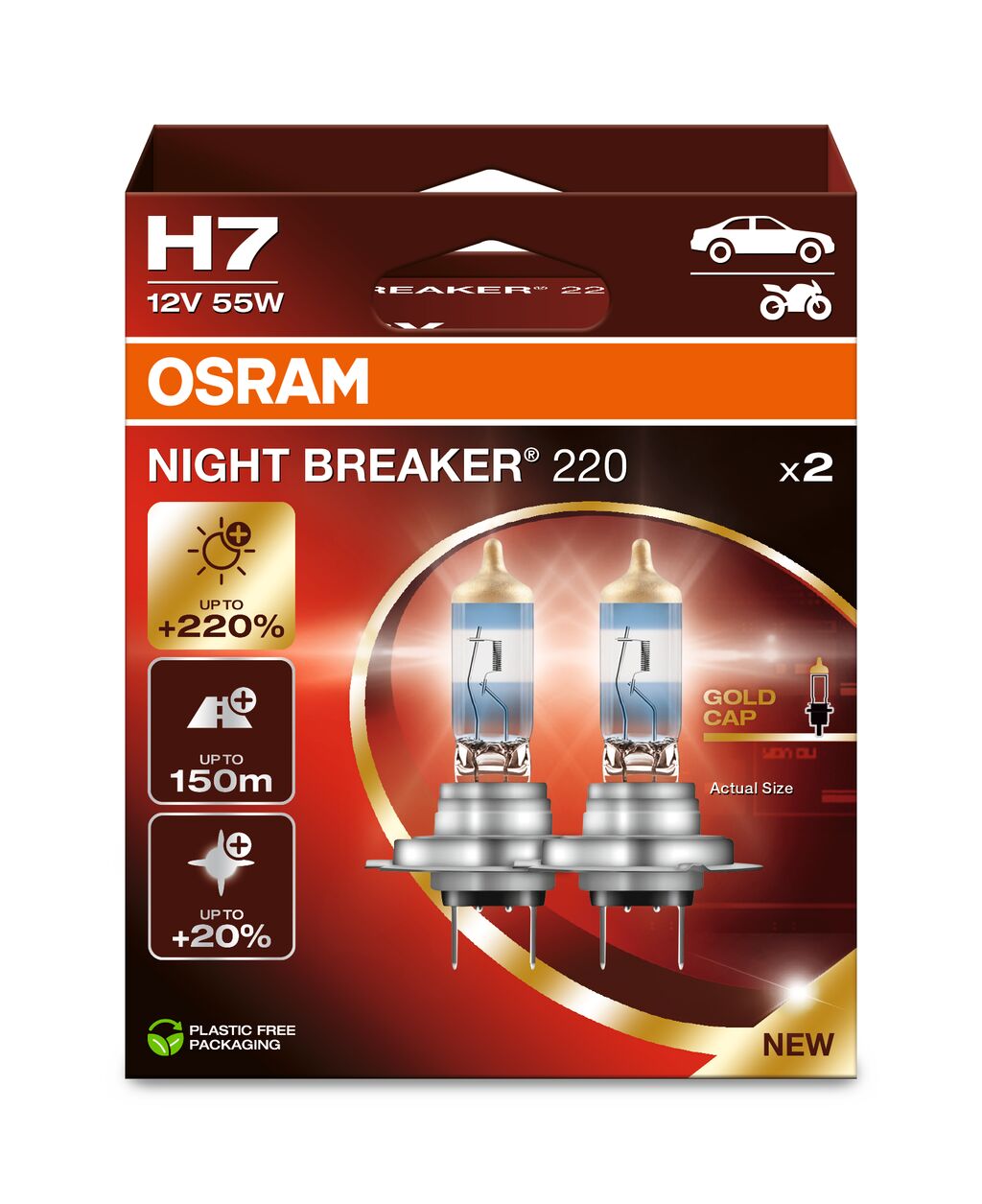 OSRAM 64210NB220-2HB NIGHT BREAKER® 220 Glühlampe, Fernscheinwerfer