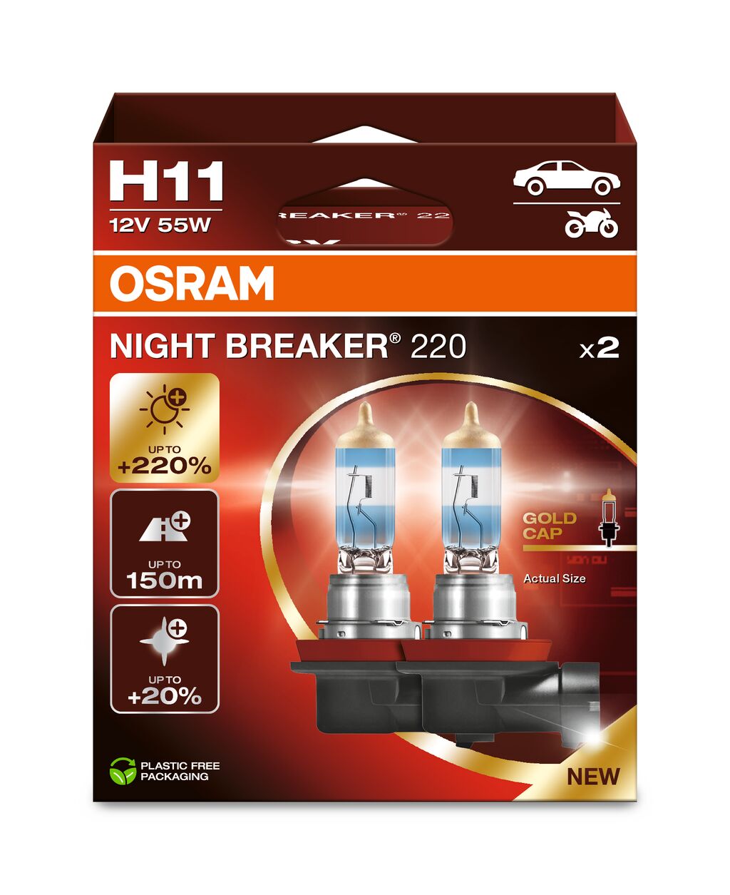 OSRAM 64211NB220-2HB NIGHT BREAKER® 220 Glühlampe, Fernscheinwerfer