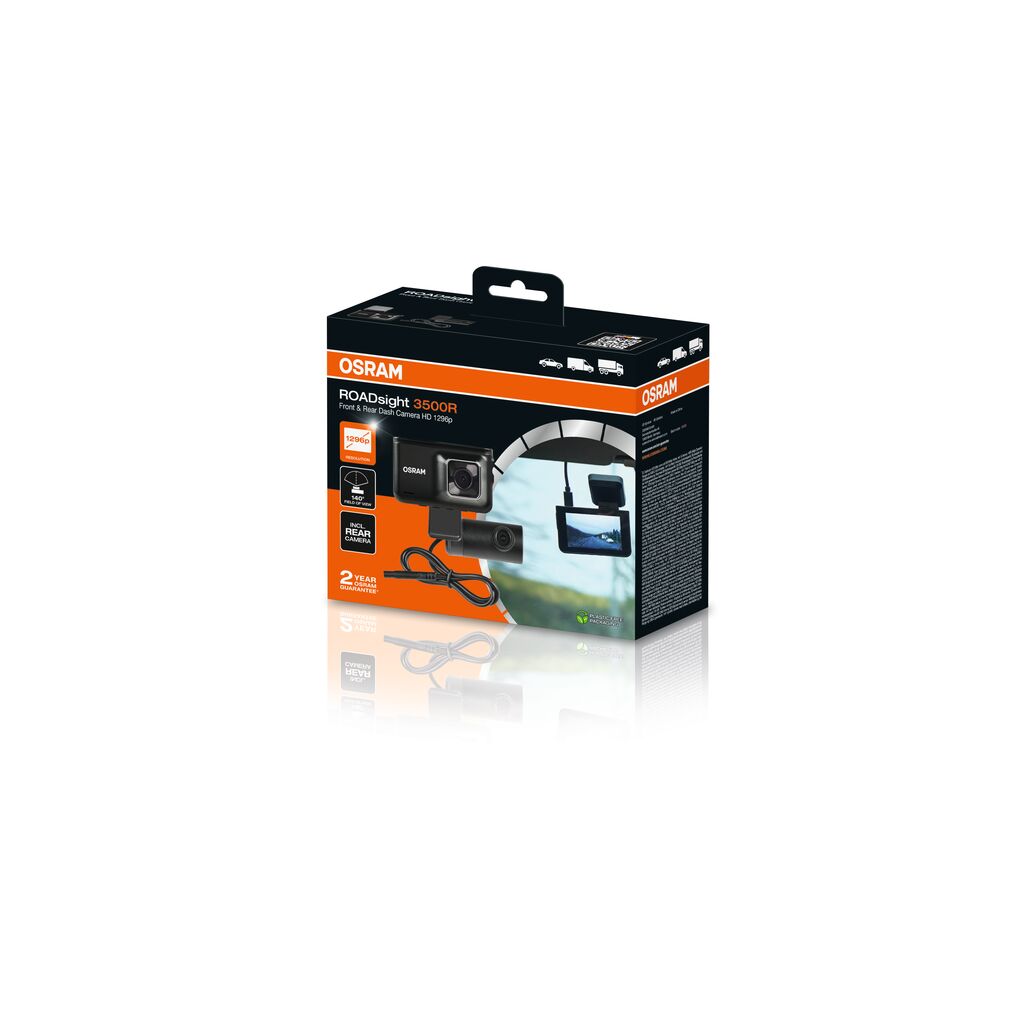 OSRAM ODC3500R ROADsight 3500R Front & Rear Dash Camera Pamäż údajov o dopravnej nehode (čierna skrinka)